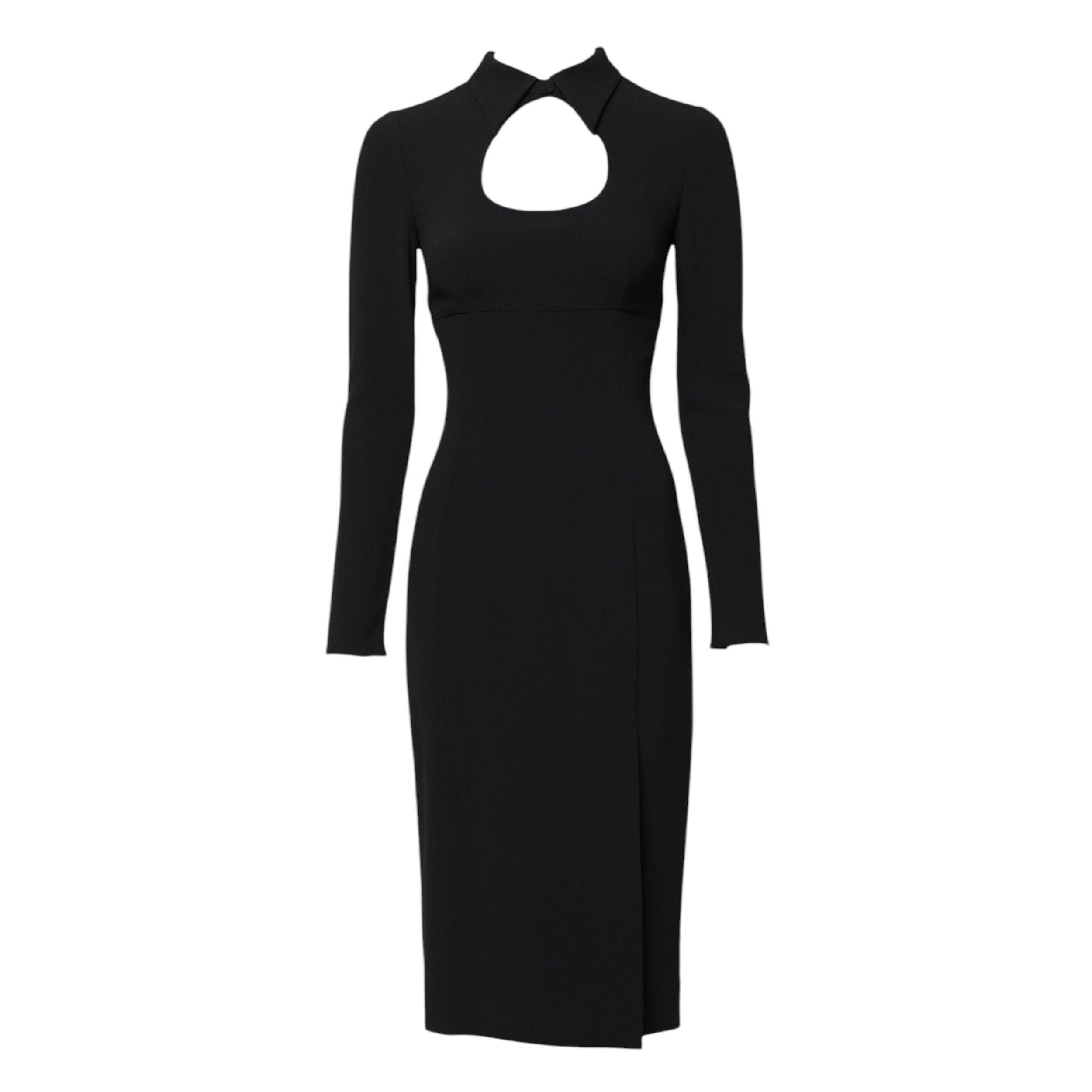 Dolce & Gabbana Black Long Sleeves Bodycon Sheath Midi Dress Glam Steals