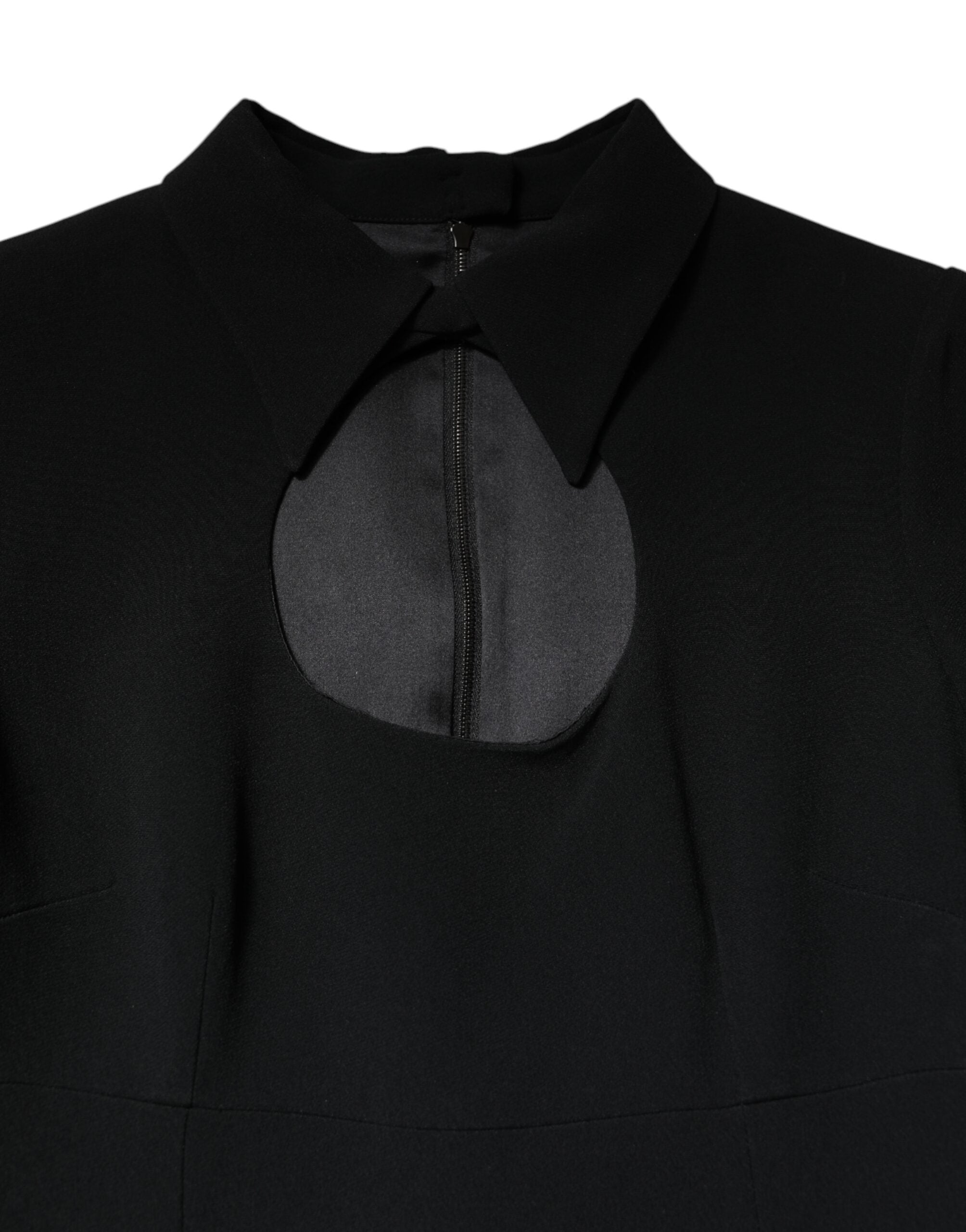 Dolce & Gabbana Black Long Sleeves Bodycon Sheath Midi Dress Glam Steals