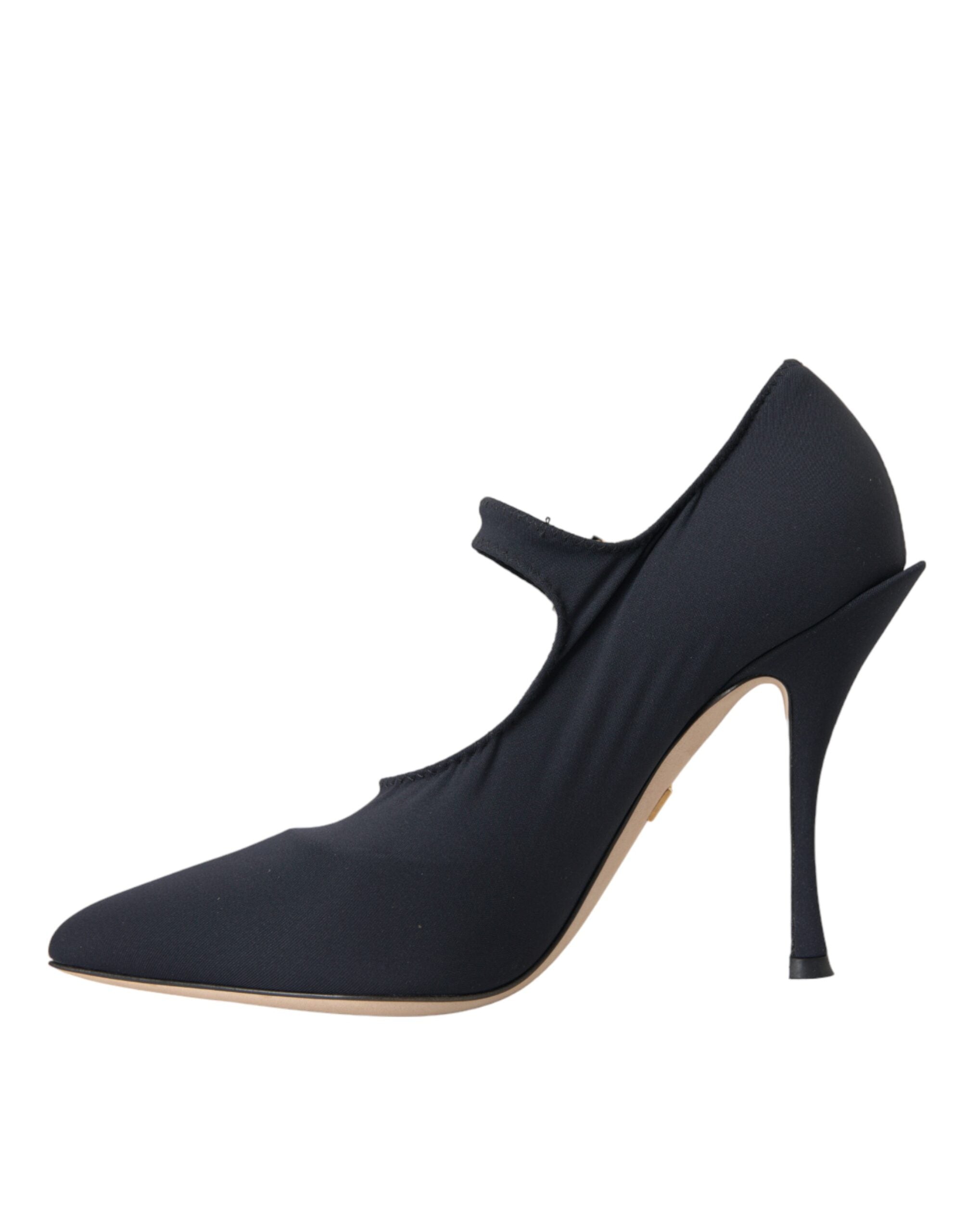 Dolce & Gabbana Black Mary Jane Jersey Crystal Pumps Shoes Glam Steals