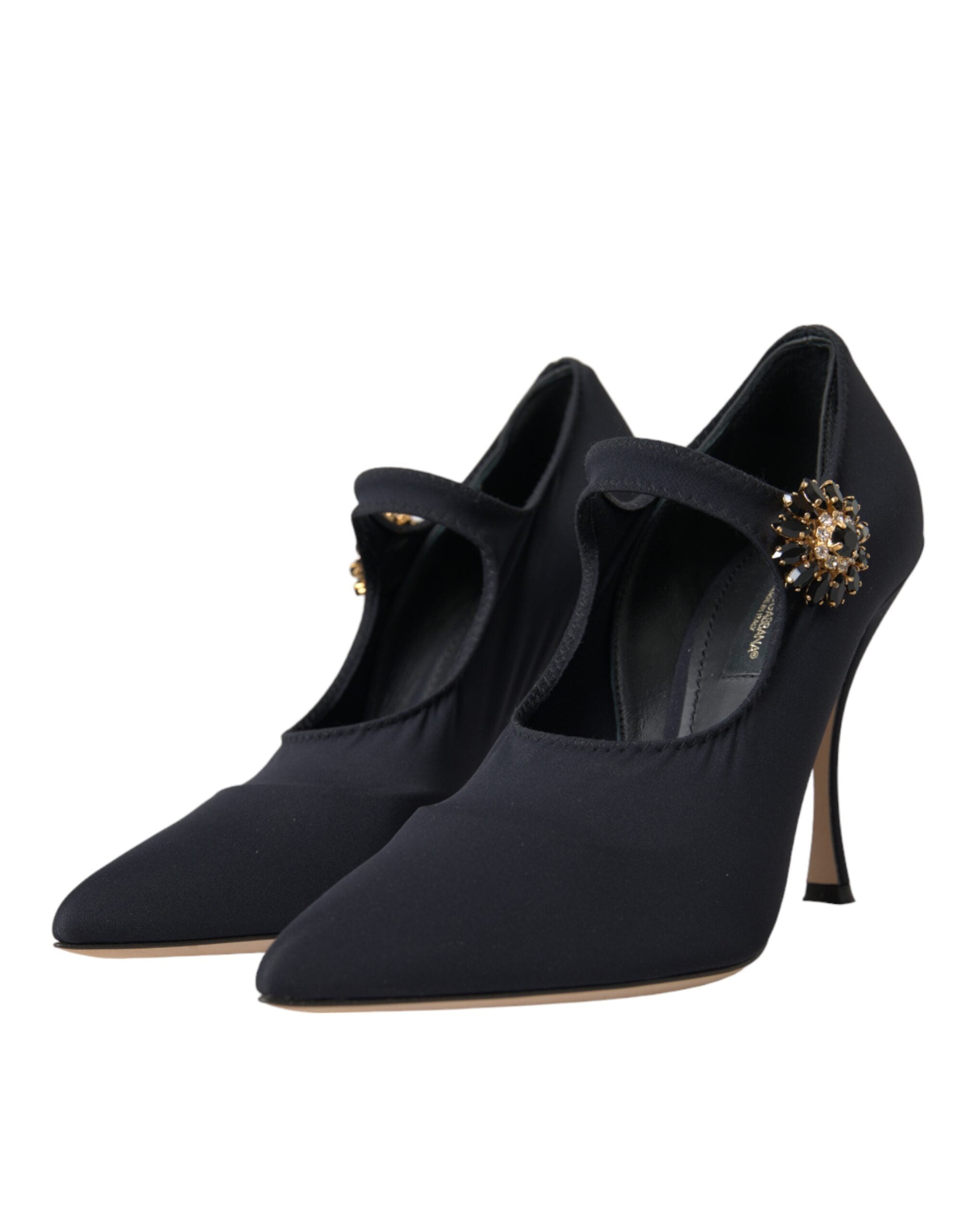 Dolce & Gabbana Black Mary Jane Jersey Crystal Pumps Shoes Glam Steals