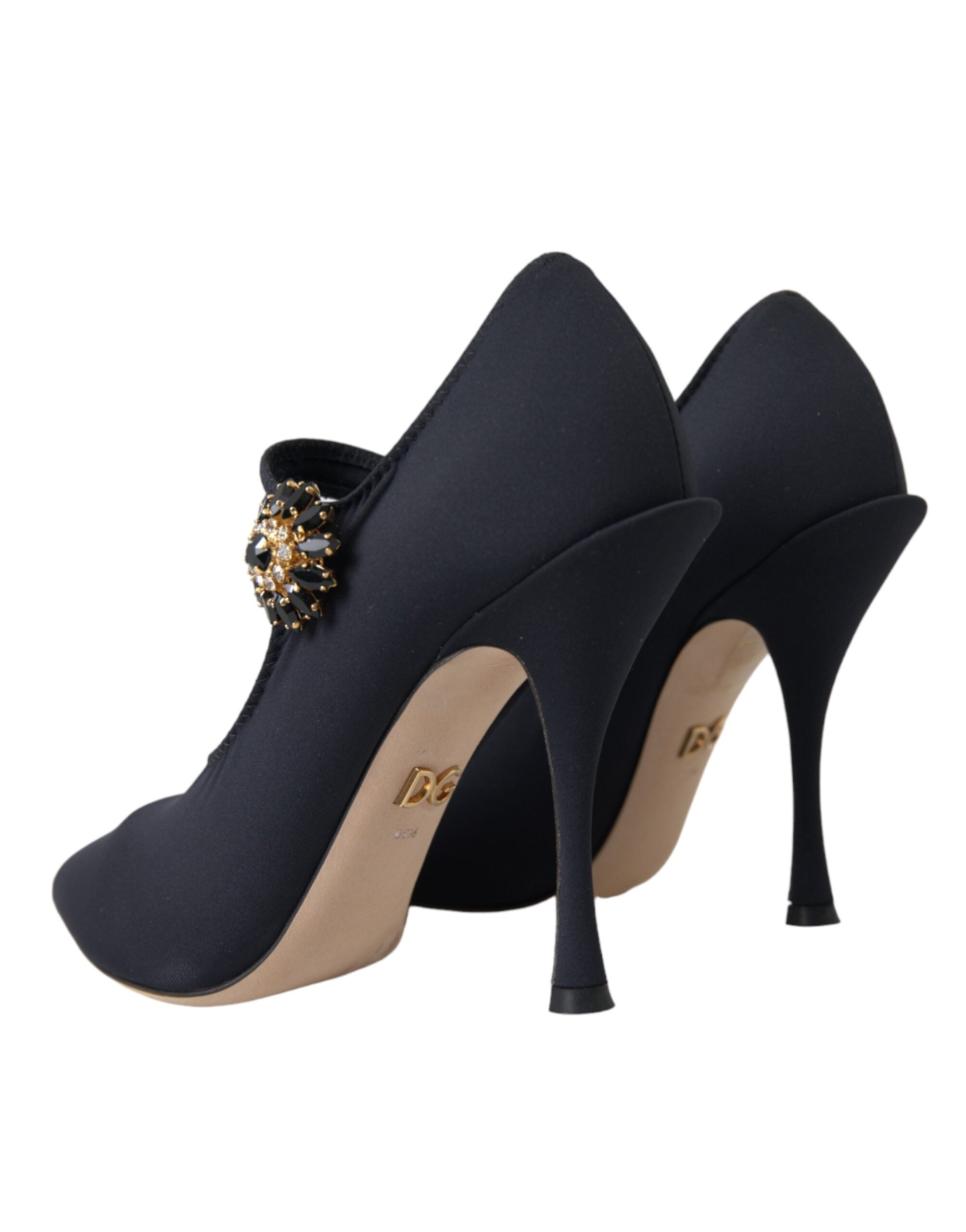 Dolce & Gabbana Black Mary Jane Jersey Crystal Pumps Shoes Glam Steals