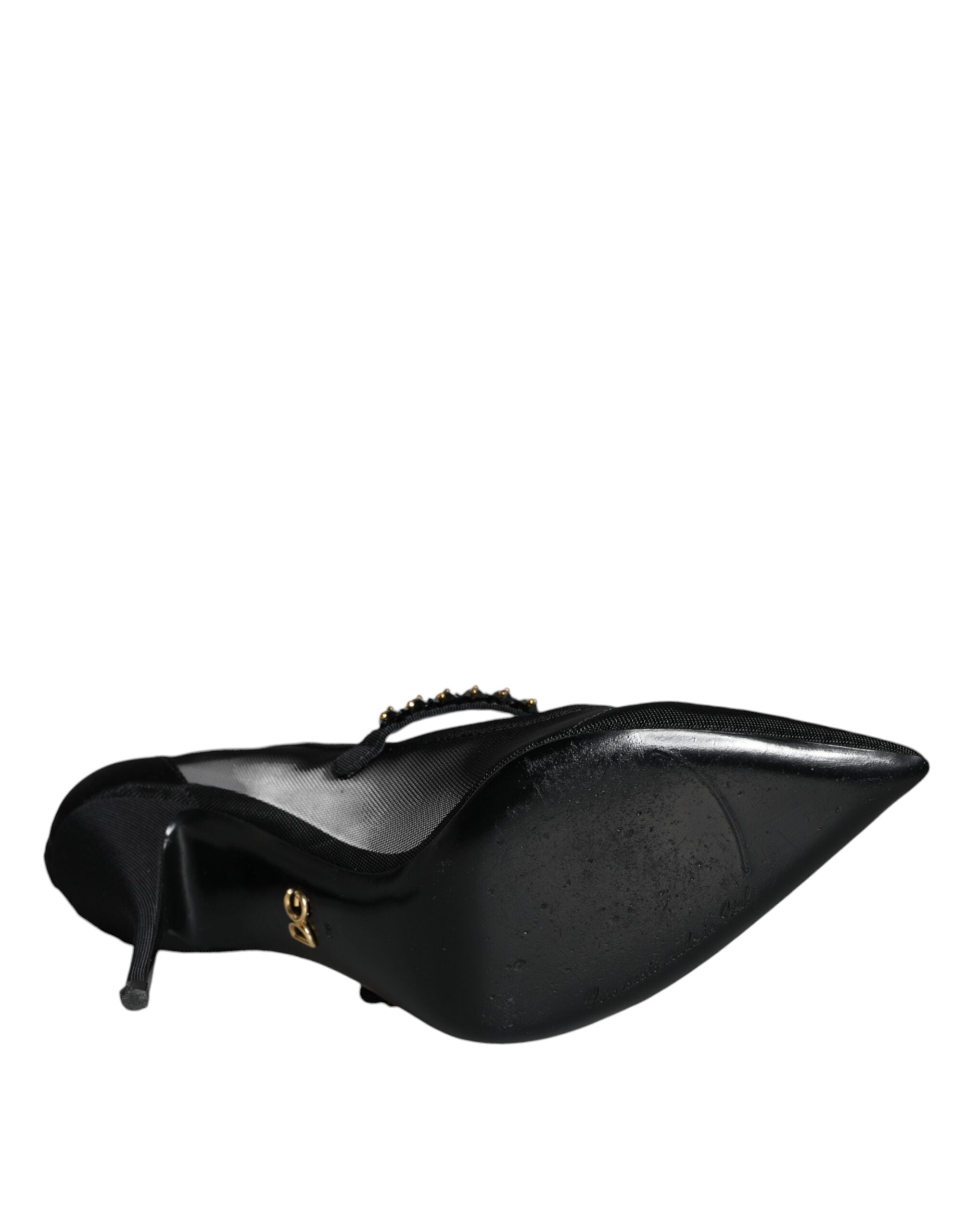 Dolce & Gabbana Black Mesh Mary Jane Crystal Heel Pumps Shoes Glam Steals