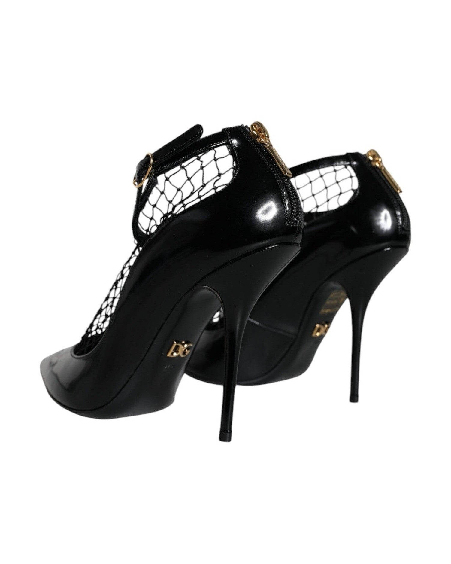Dolce & Gabbana Black Mesh Patent Leather Heels Pumps Shoes Heels