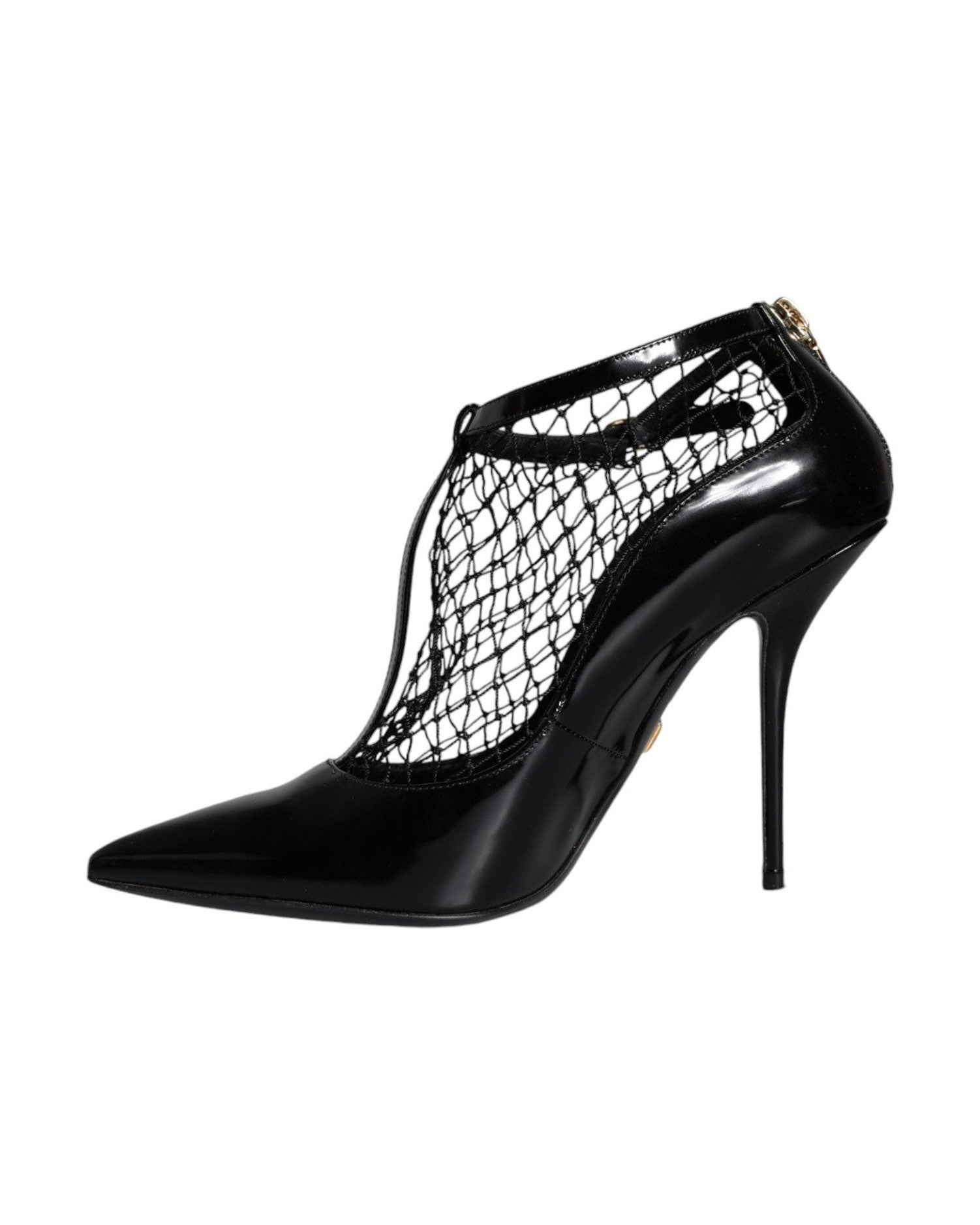 Dolce & Gabbana Black Mesh Patent Leather Heels Pumps Shoes Heels