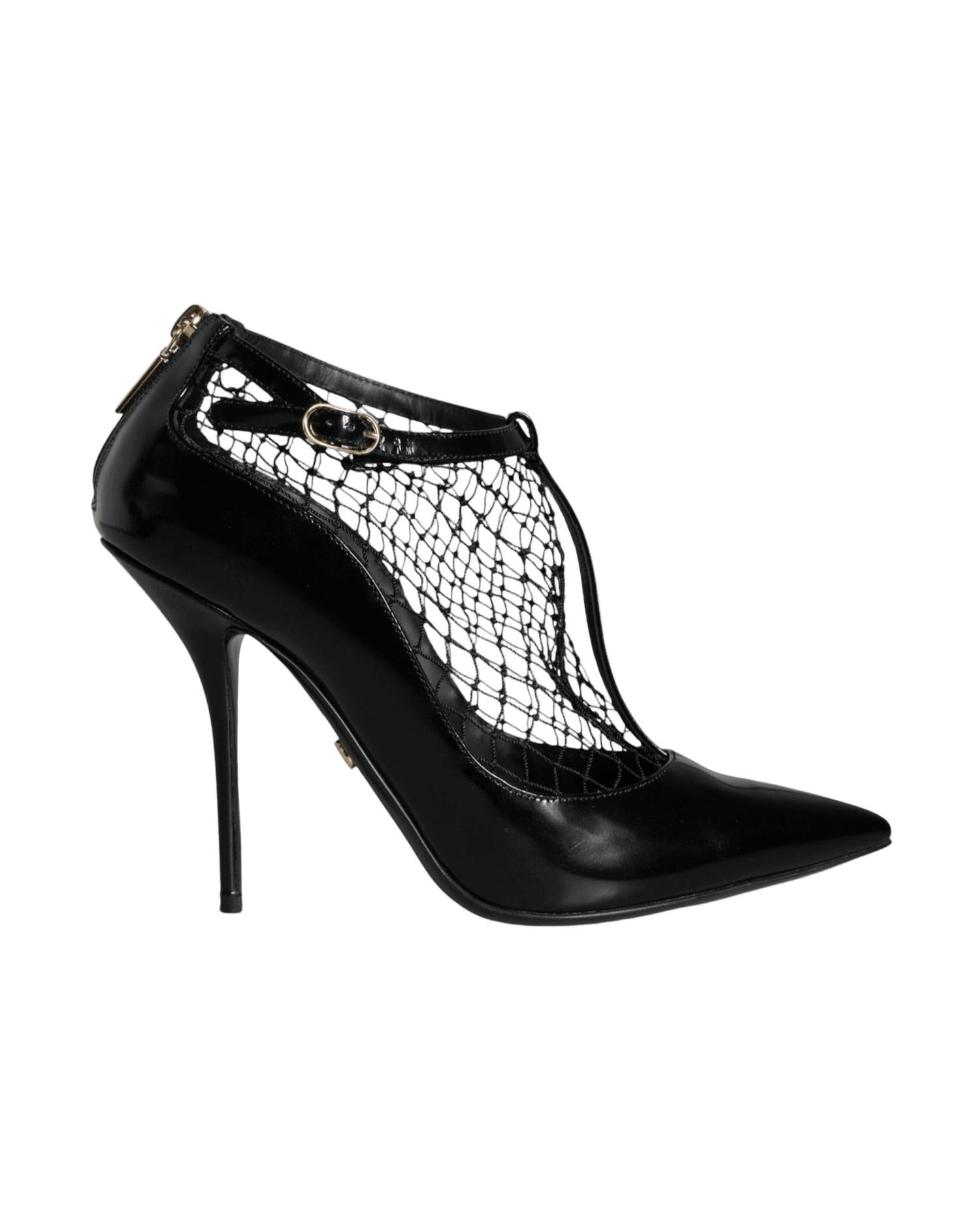 Dolce & Gabbana Black Mesh Patent Leather Heels Pumps Shoes Heels