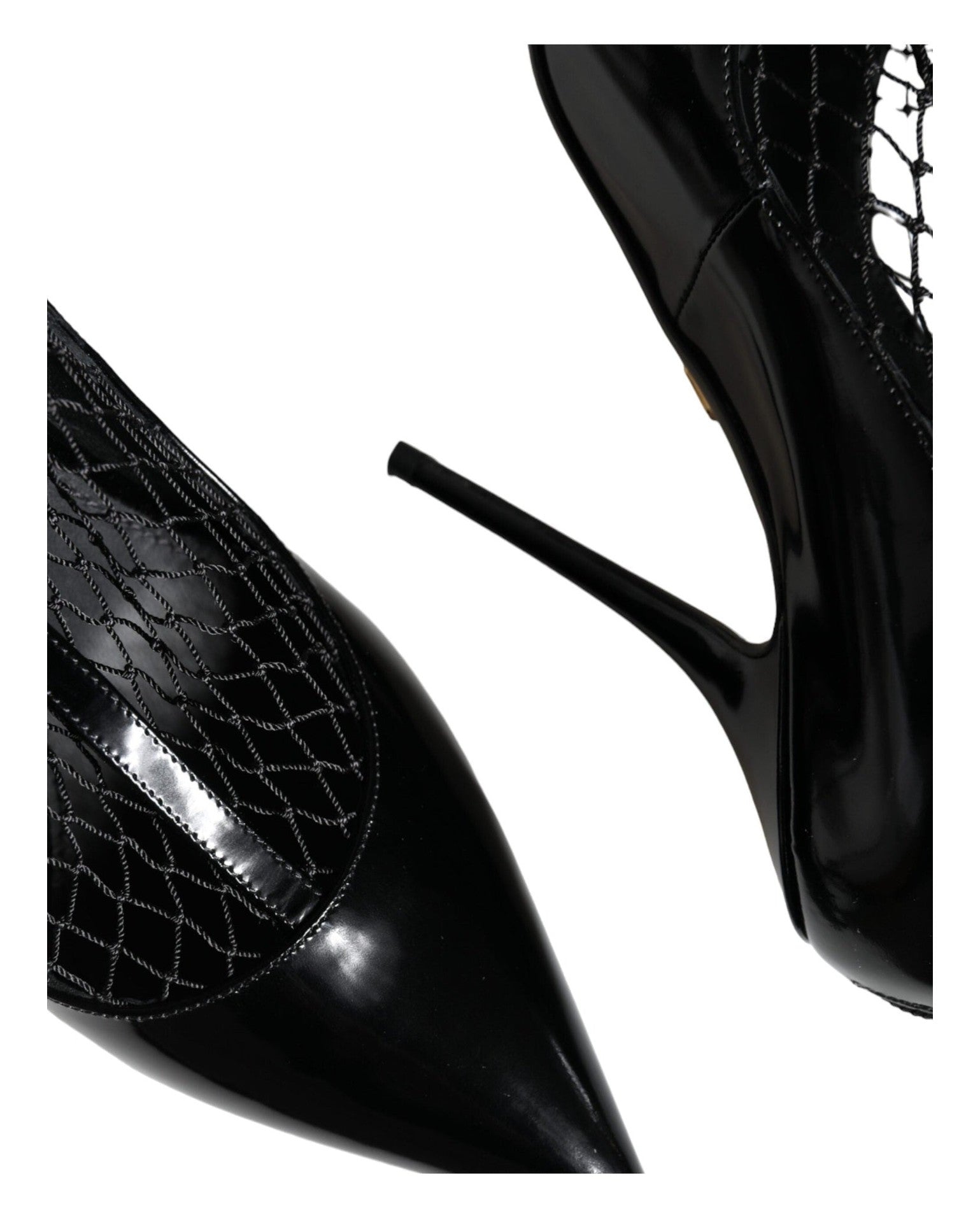 Dolce & Gabbana Black Mesh Patent Leather Heels Pumps Shoes Glam Steals