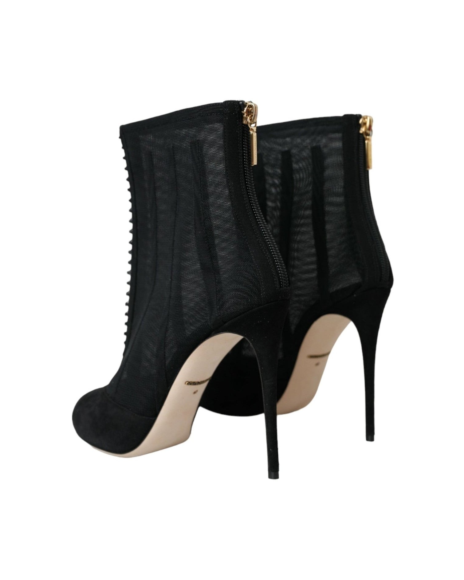 Dolce & Gabbana Black Mesh Stiletto Heels Ankle Boots Shoes Glam Steals