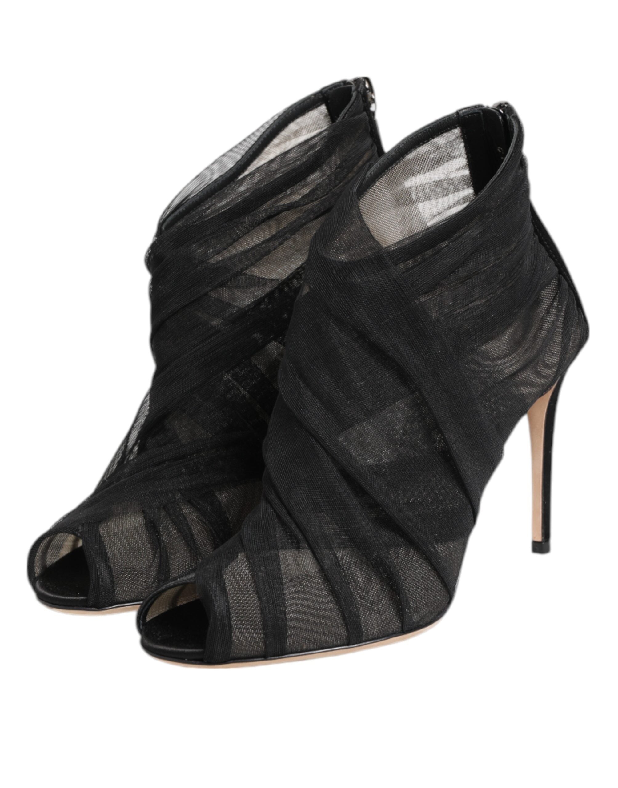 Dolce & Gabbana Black Mesh Stiletto Heels Ankle Boots Shoes Glam Steals