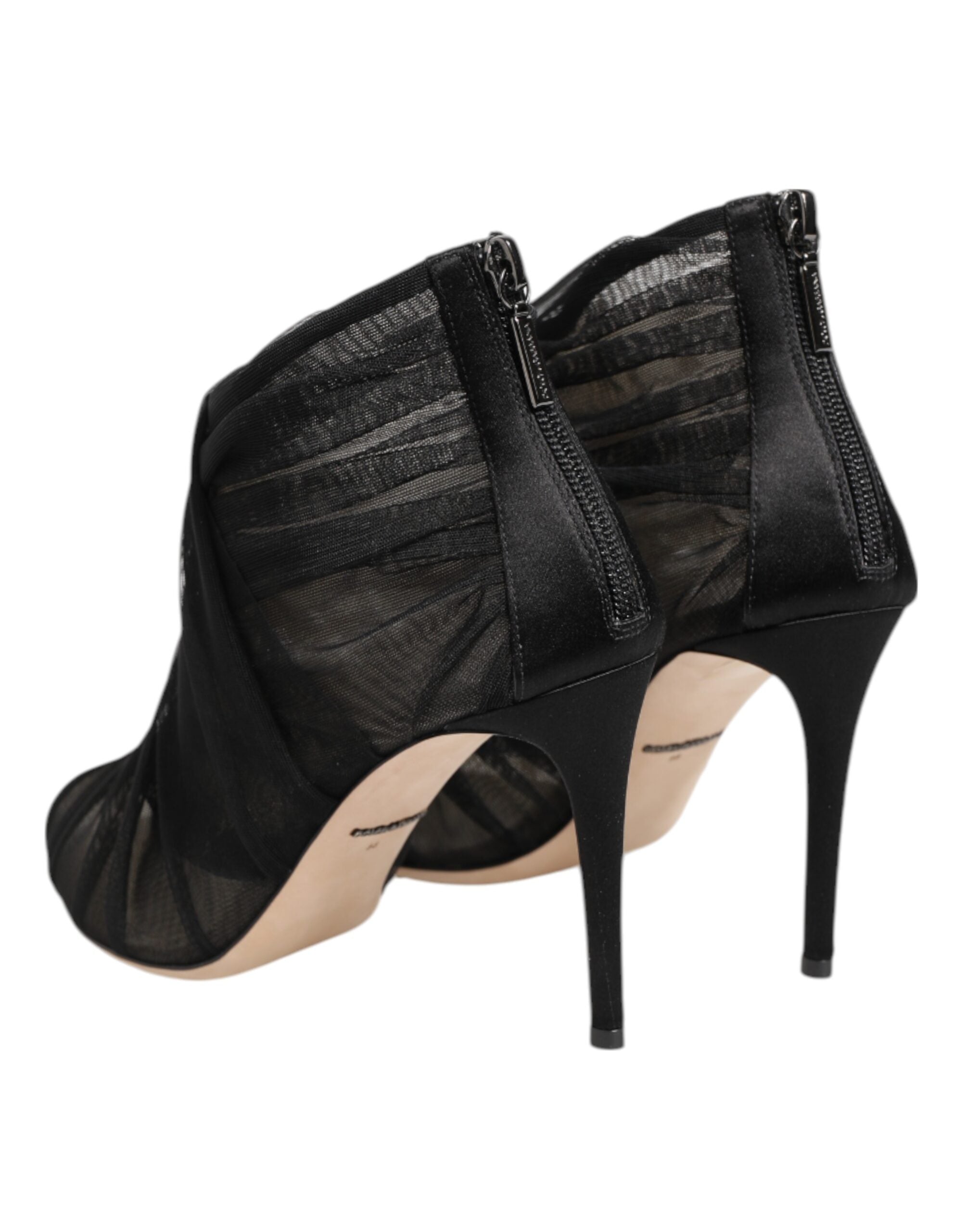 Dolce & Gabbana Black Mesh Stiletto Heels Ankle Boots Shoes Glam Steals