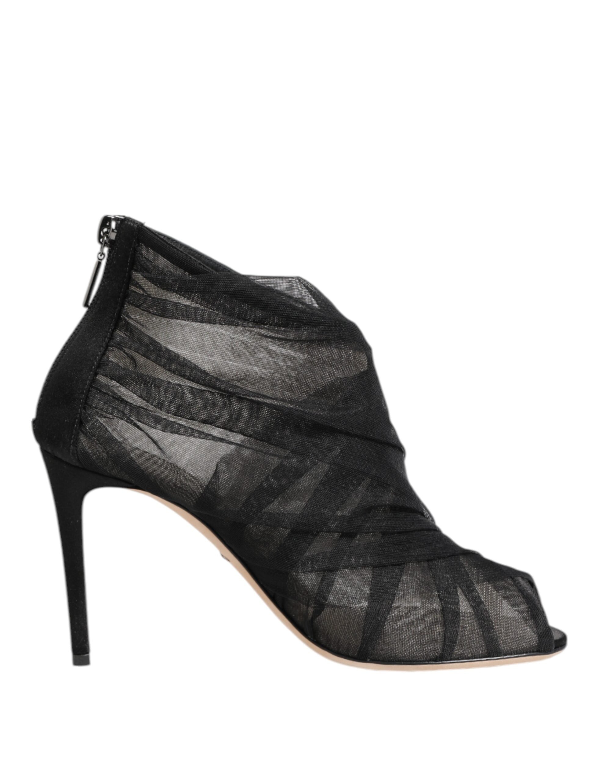Dolce & Gabbana Black Mesh Stiletto Heels Ankle Boots Shoes Glam Steals