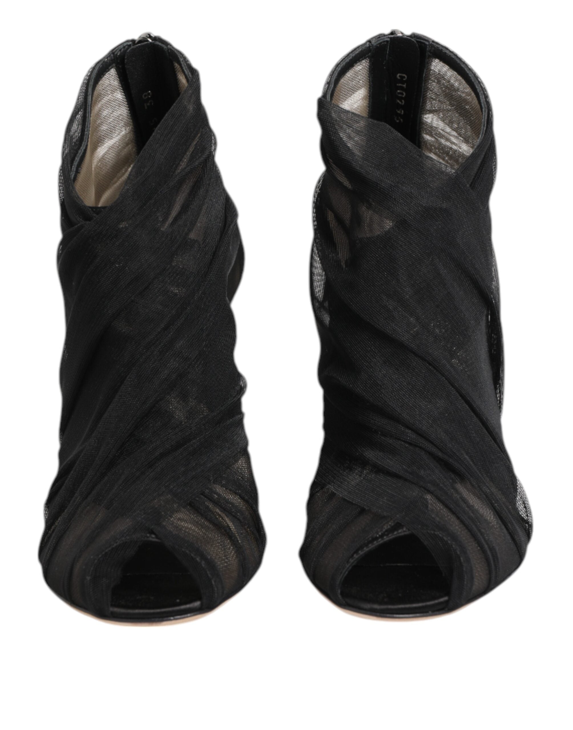 Dolce & Gabbana Black Mesh Stiletto Heels Ankle Boots Shoes Glam Steals