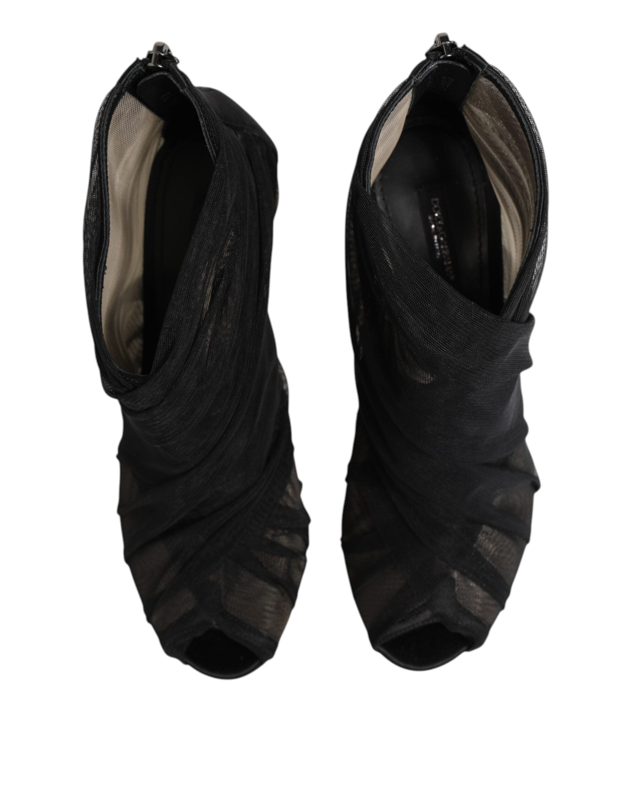 Dolce & Gabbana Black Mesh Stiletto Heels Ankle Boots Shoes Glam Steals
