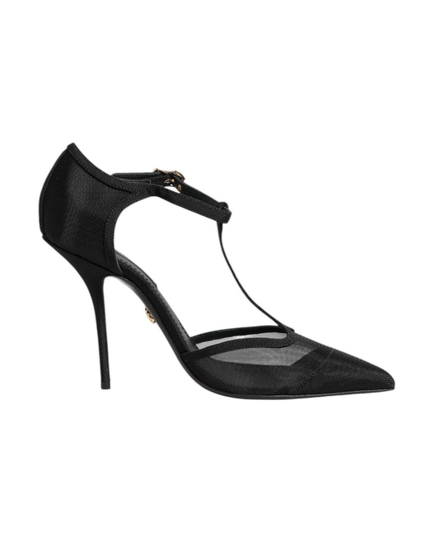 Dolce & Gabbana Black Mesh T Strap Stiletto High Heels Shoes Glam Steals