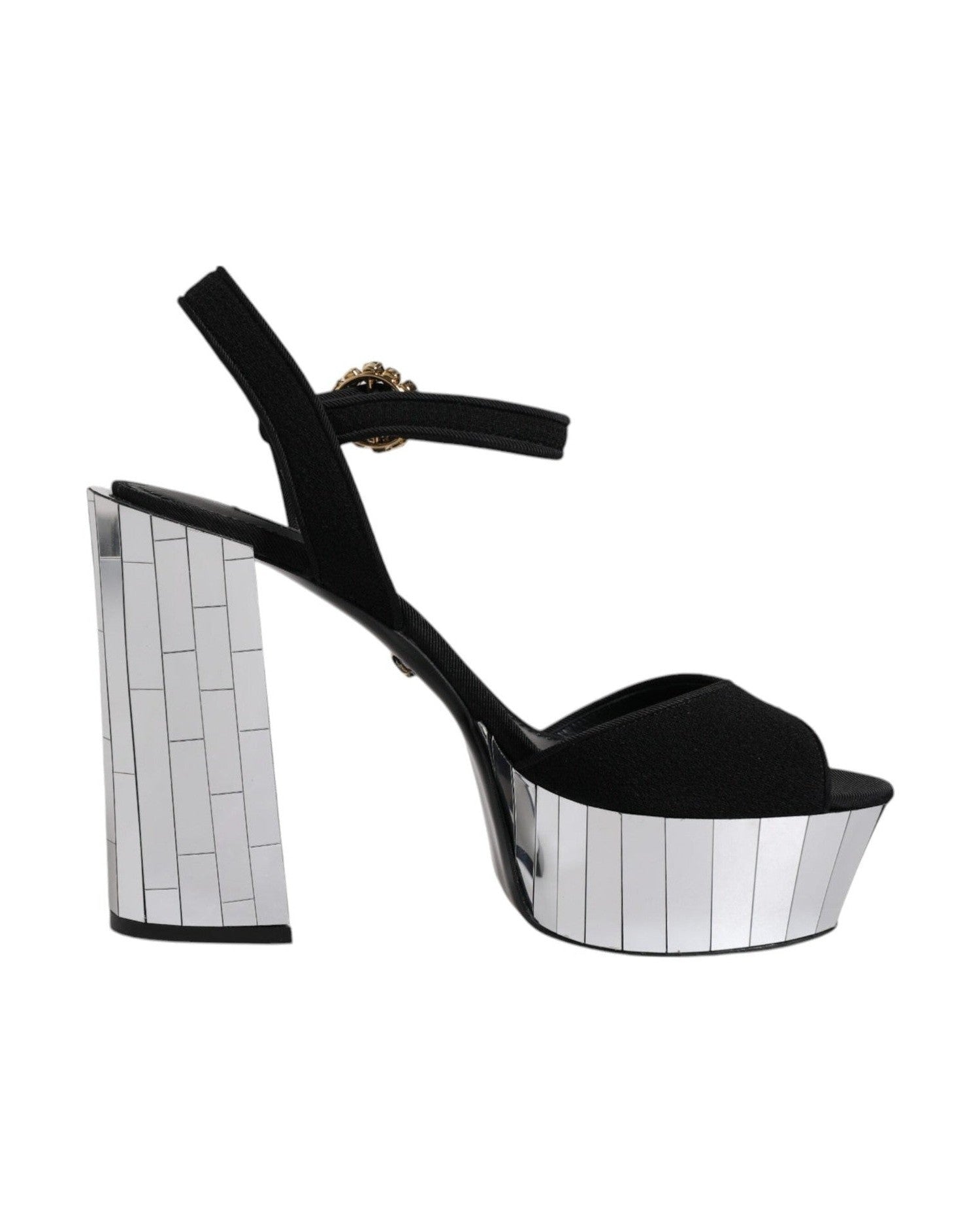 Dolce & Gabbana Black Mirror Heels Platform Sandals Shoes Glam Steals