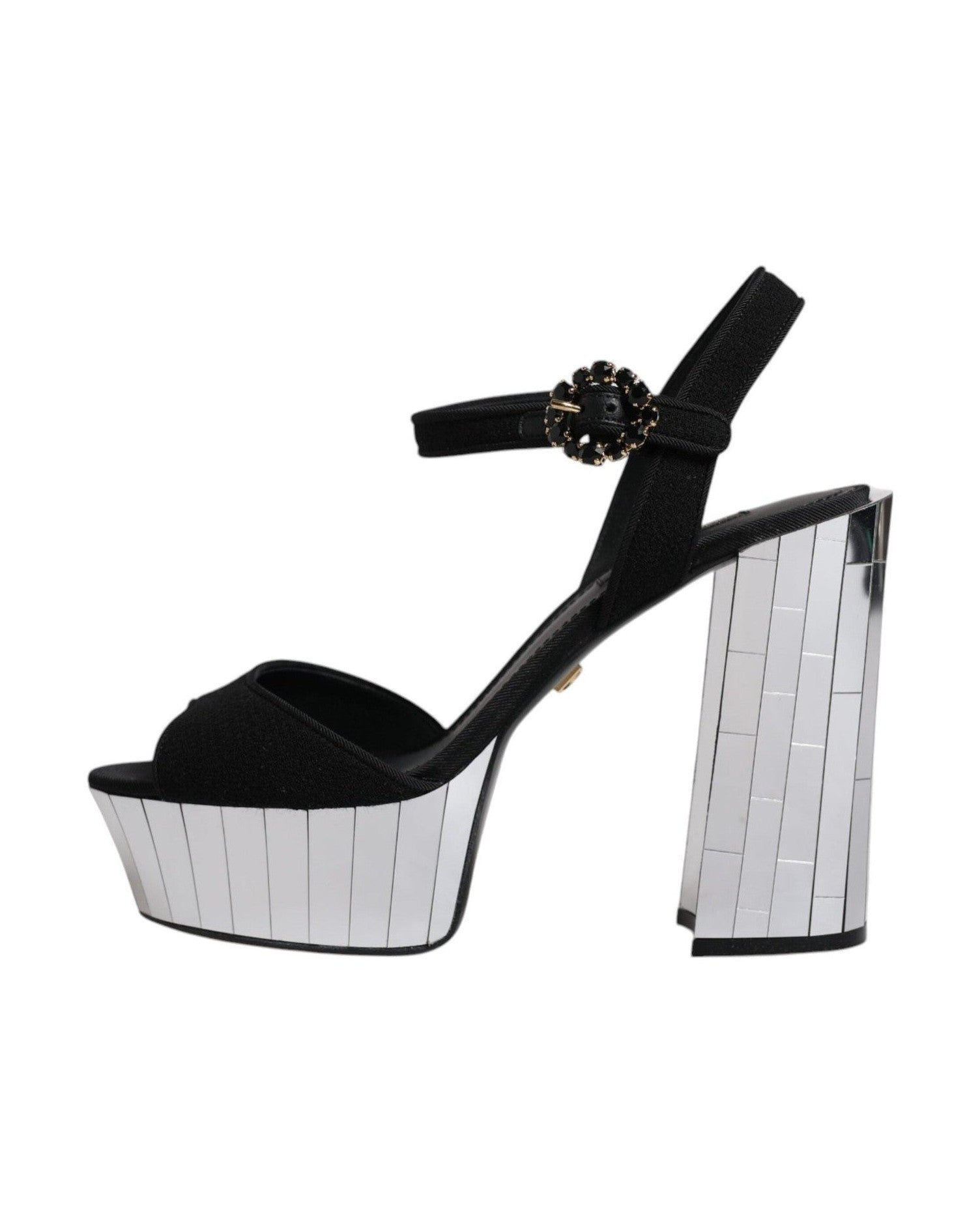 Dolce & Gabbana Black Mirror Heels Platform Sandals Shoes Glam Steals