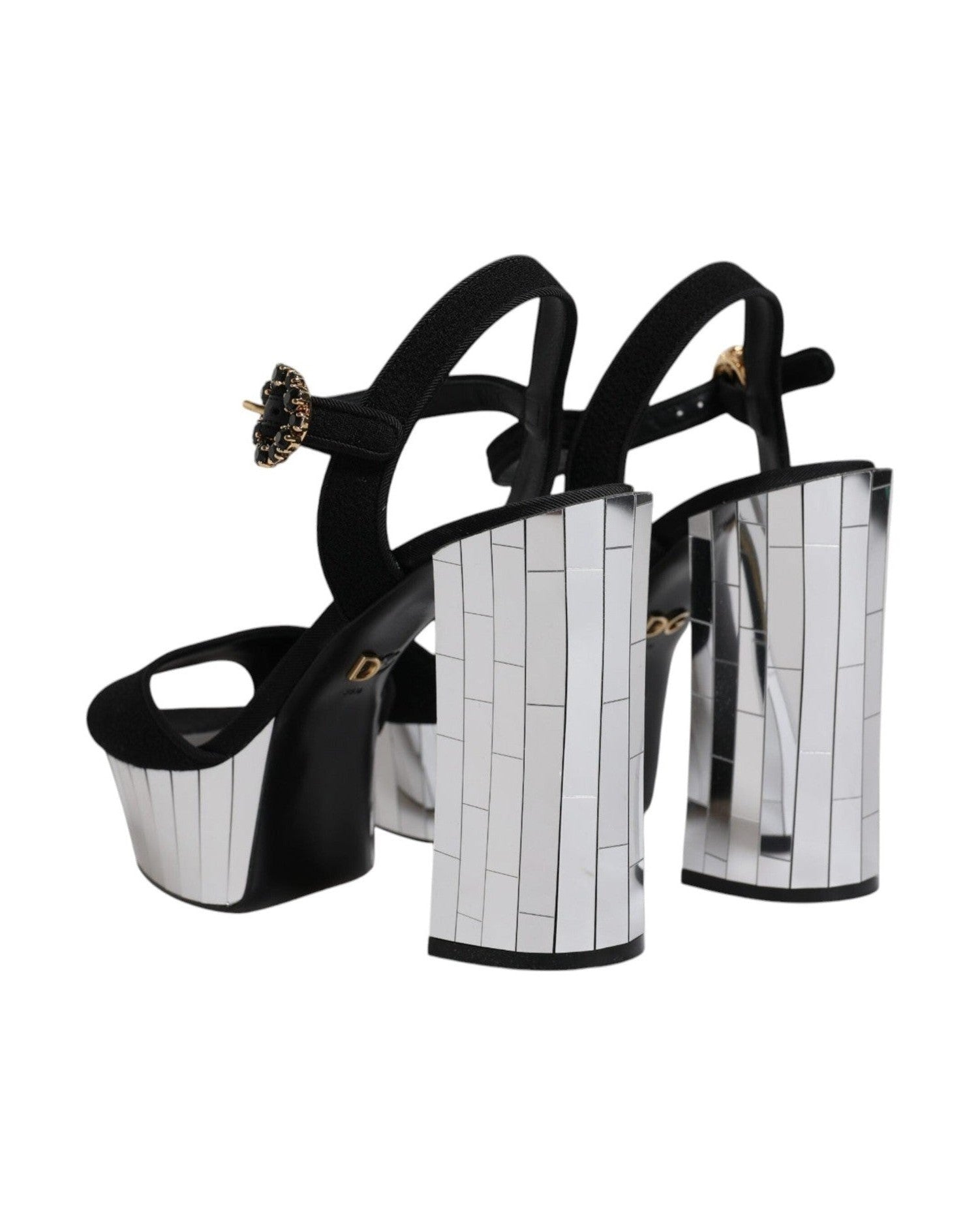 Dolce & Gabbana Black Mirror Heels Platform Sandals Shoes Glam Steals