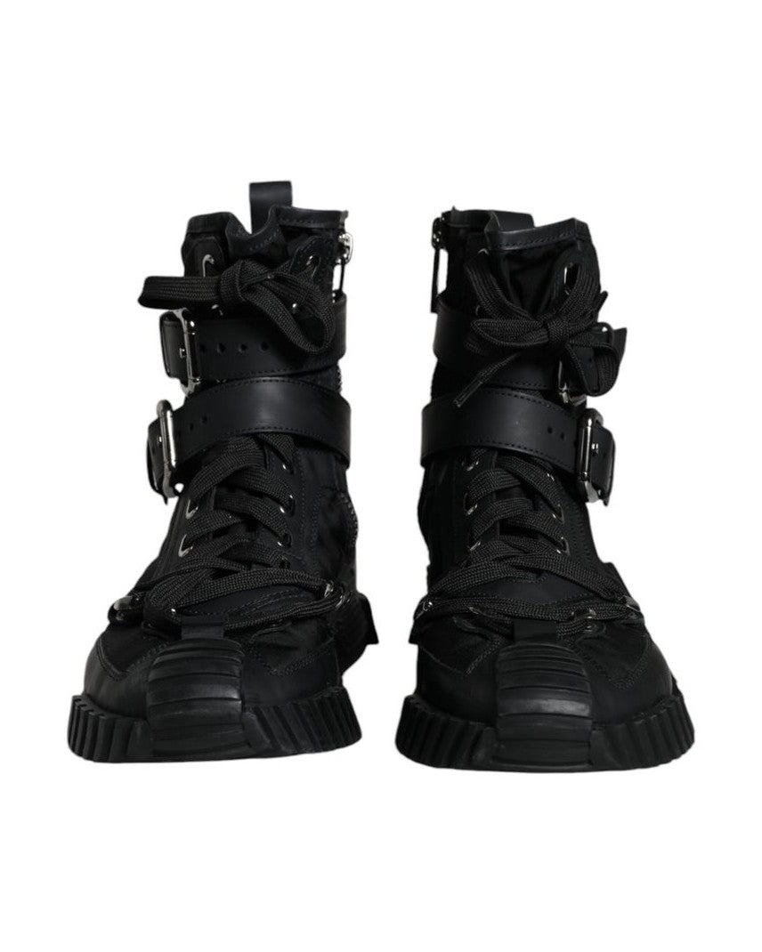 Dolce & Gabbana Black Nylon Lace Up Boots Glam Steals
