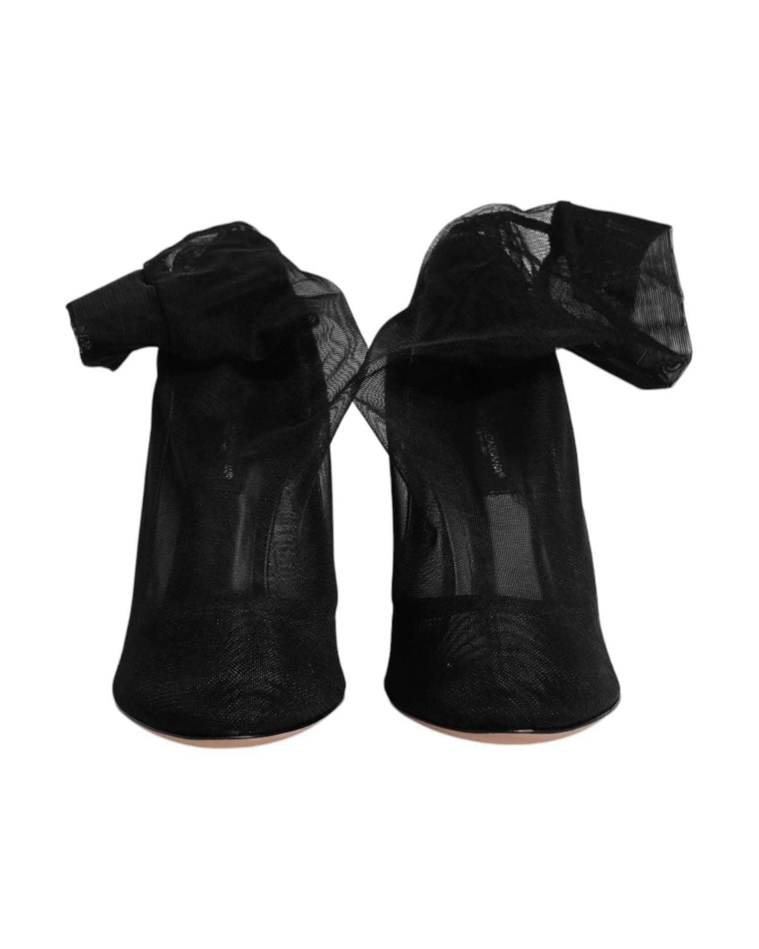 Dolce & Gabbana Black Nylon Mesh Sock Style Boots Shoes Boots