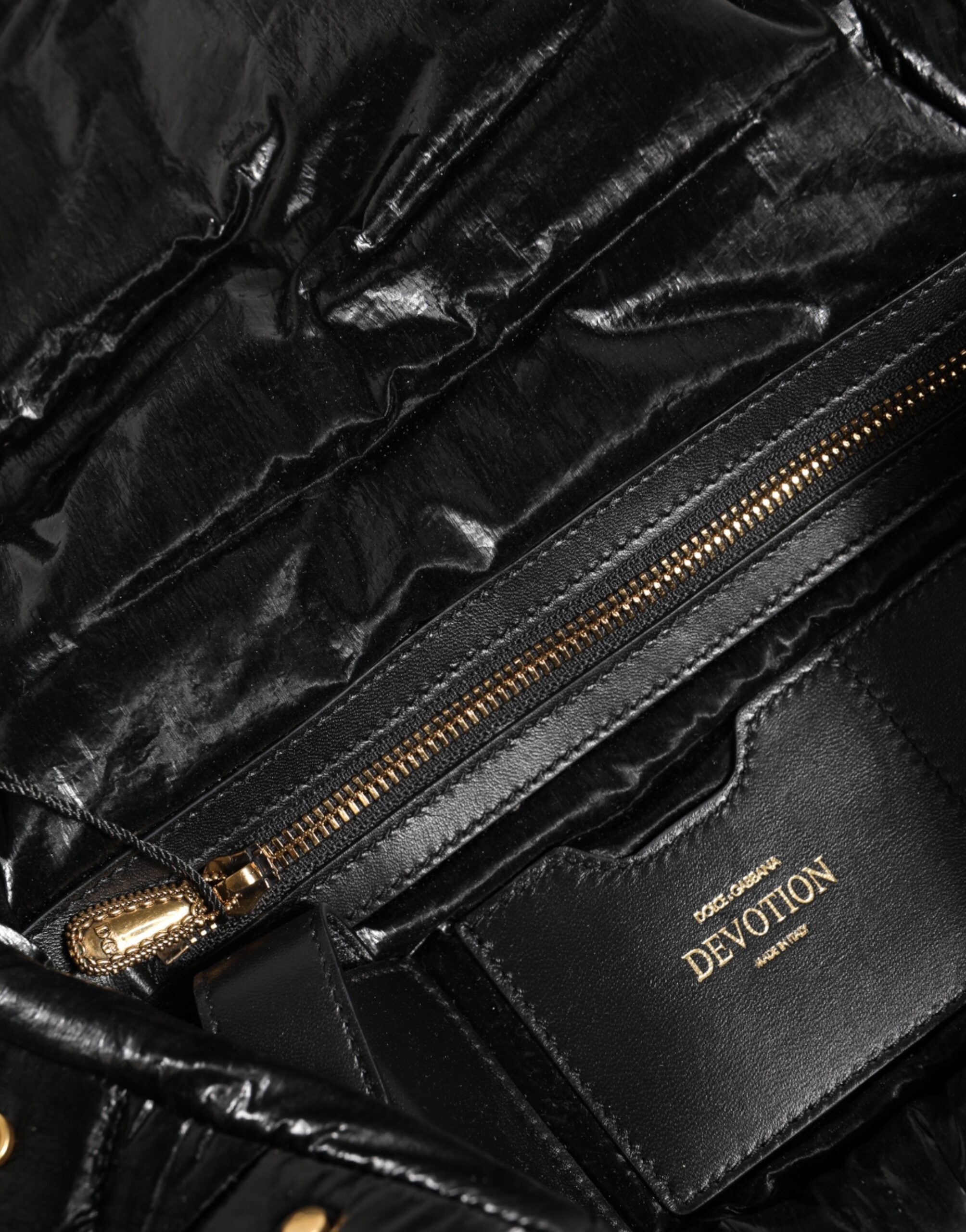 Dolce & Gabbana Black Nylon Quilted Devotion Satchel Chain Strap Bag Glam Steals