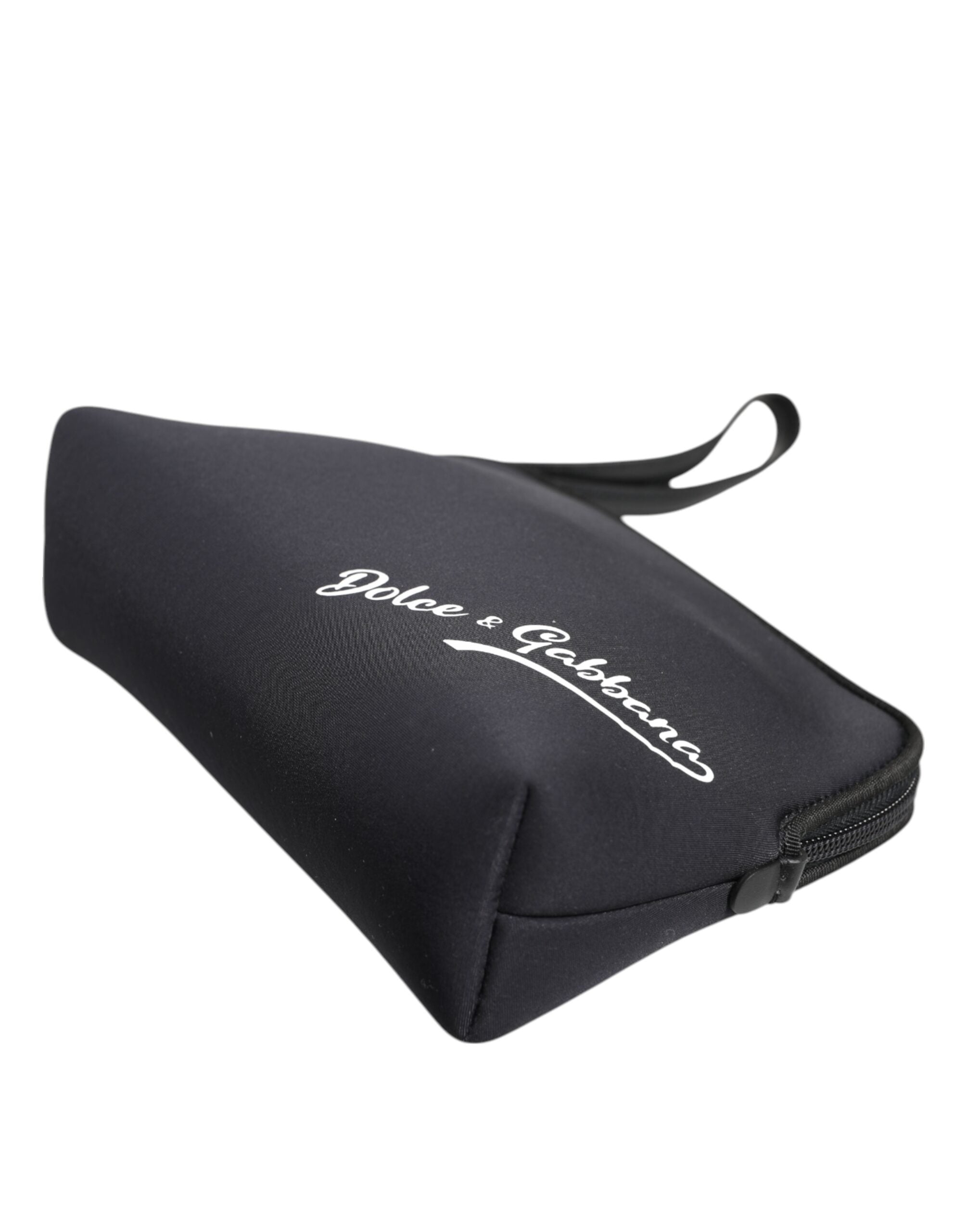 Dolce & Gabbana Black Nylon Solid Dg Logoprint Clutch Zip Borse Pouch Bag Glam Steals