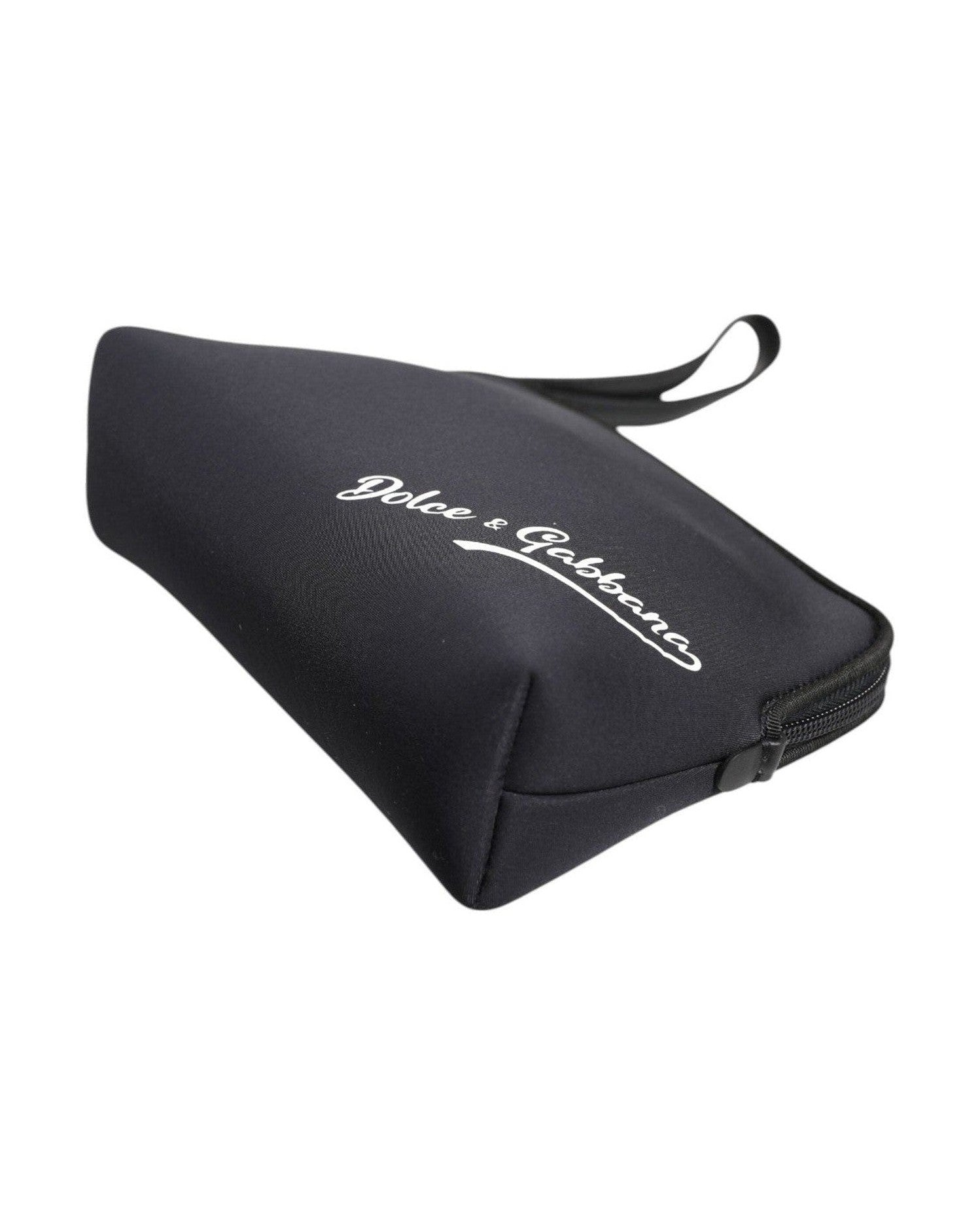 Dolce & Gabbana Black Nylon Solid Dg Logoprint Clutch Zip Borse Pouch Bag Glam Steals
