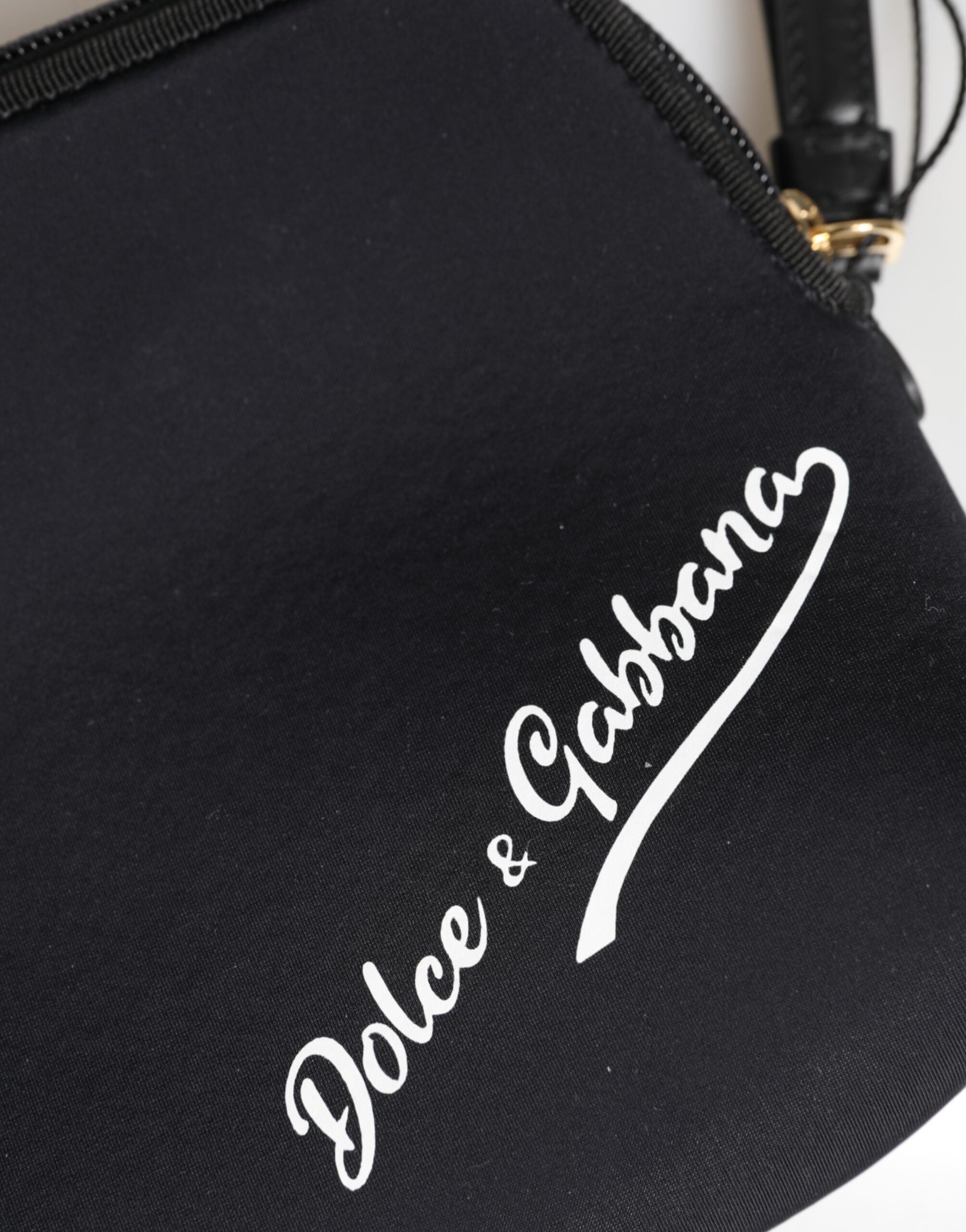 Dolce & Gabbana Black Nylon Solid Dg Logoprint Clutch Zip Borse Pouch Bag Glam Steals
