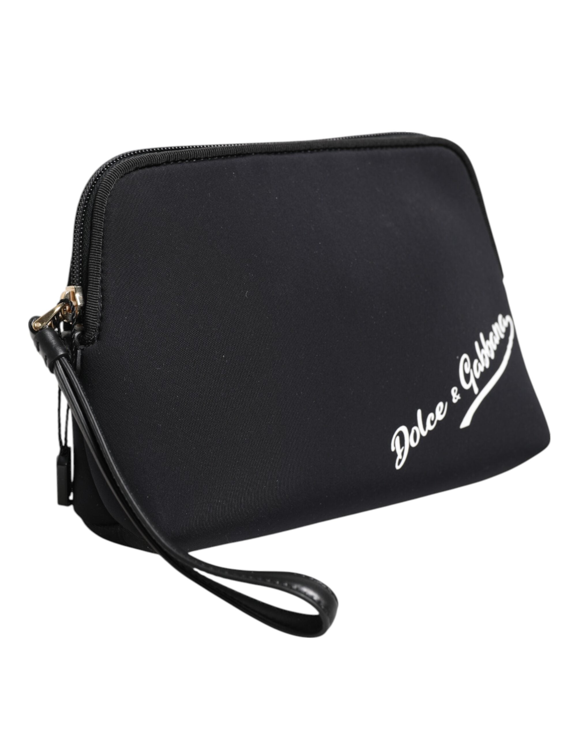 Dolce & Gabbana Black Nylon Solid Dg Logoprint Clutch Zip Borse Pouch Bag Glam Steals