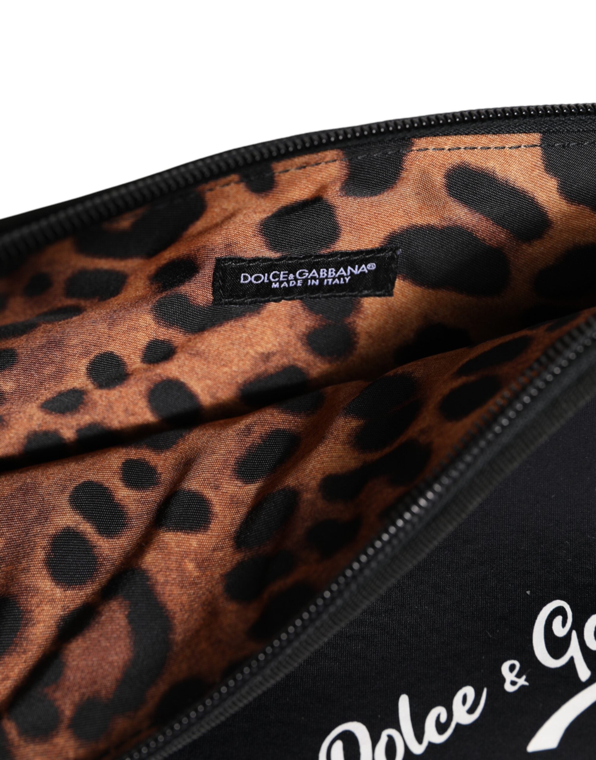 Dolce & Gabbana Black Nylon Solid Dg Logoprint Clutch Zip Borse Pouch Bag Glam Steals