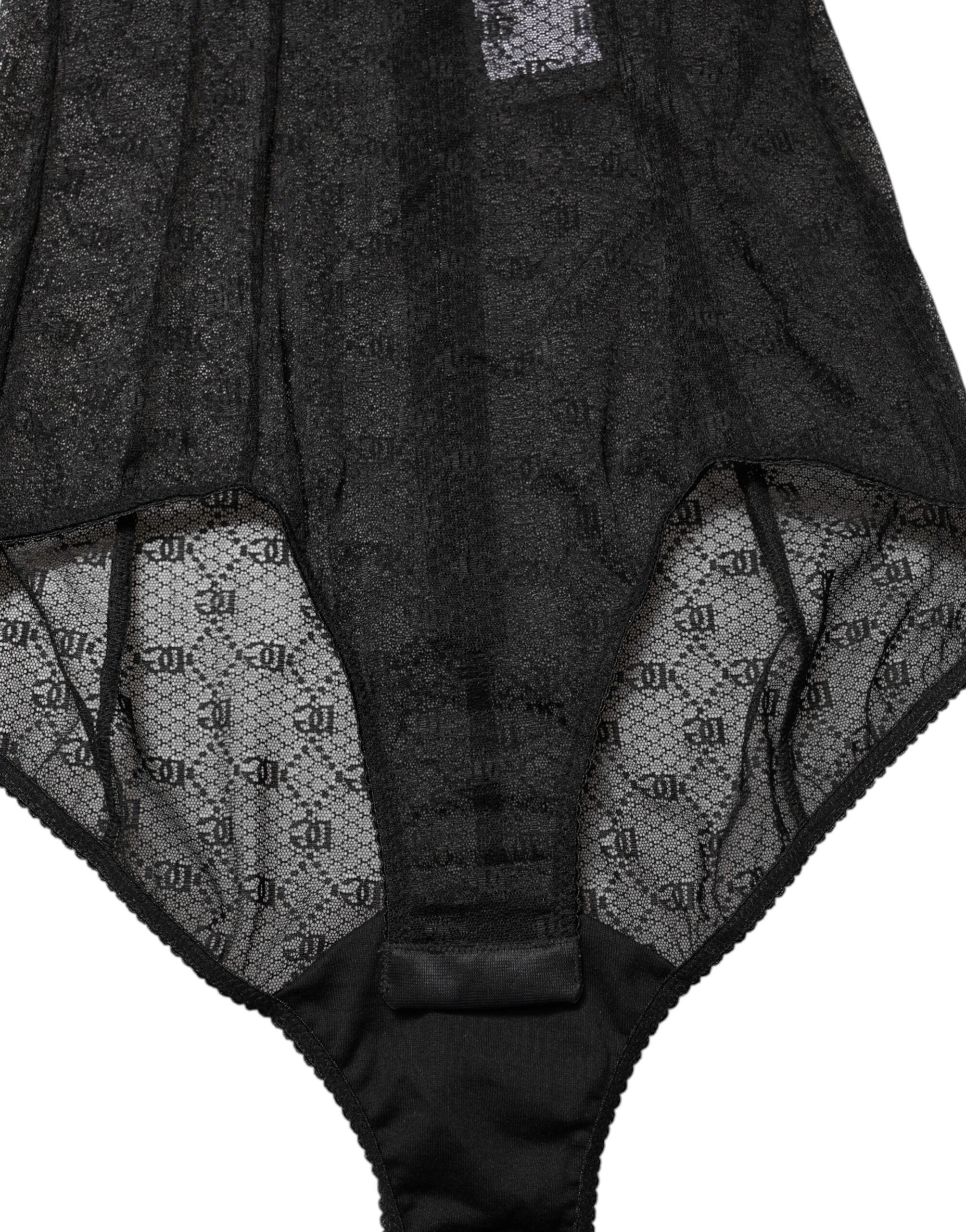 Dolce & Gabbana Black Nylon Stretch Bodysuit Lingerie Underwear Glam Steals