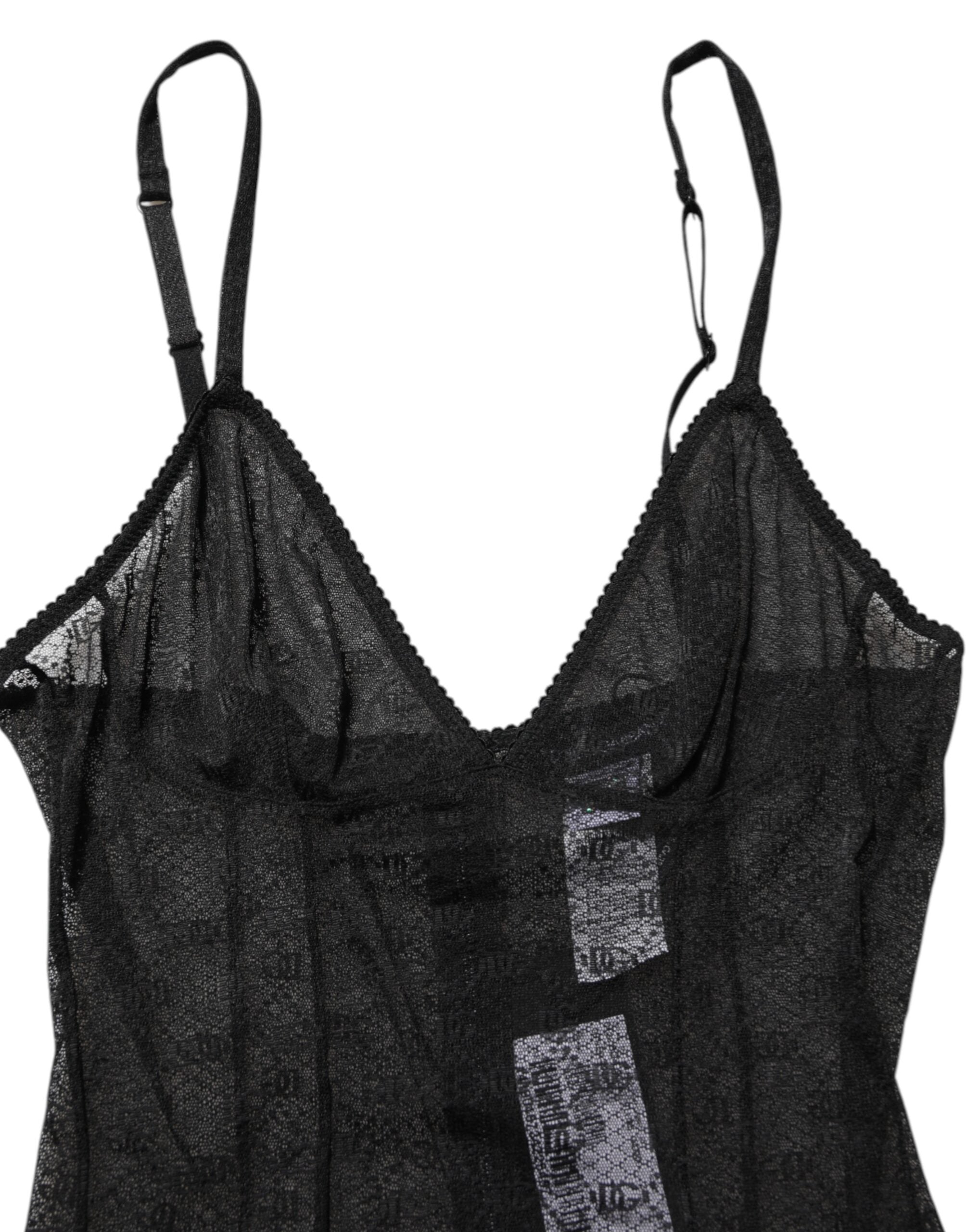Dolce & Gabbana Black Nylon Stretch Bodysuit Lingerie Underwear Glam Steals
