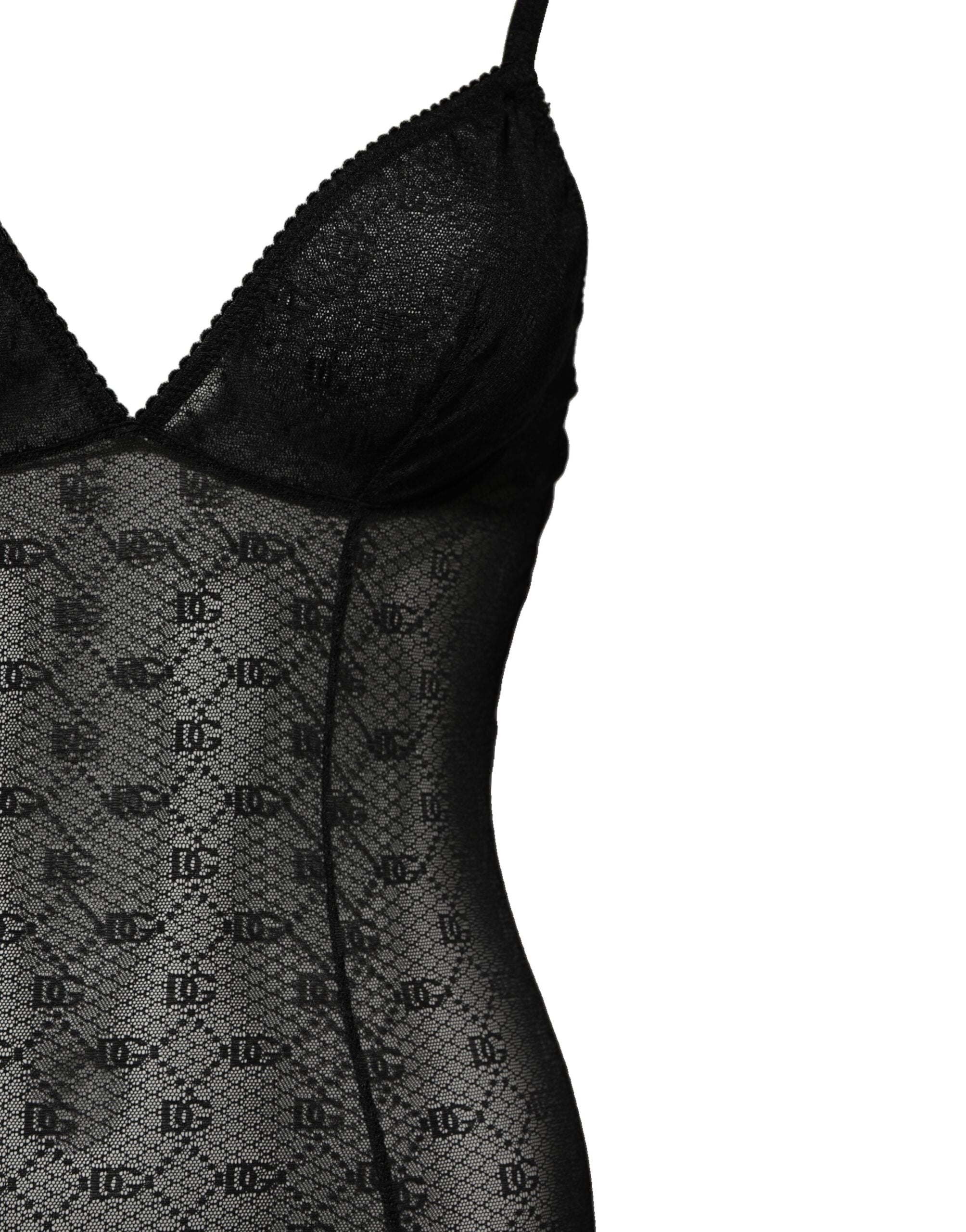 Dolce & Gabbana Black Nylon Stretch Bodysuit Lingerie Underwear Glam Steals