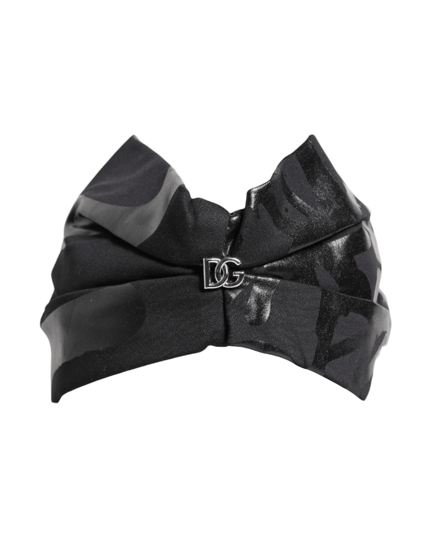 Dolce & Gabbana Black Nylon Stretch Dg Logo Head Band Hat Glam Steals