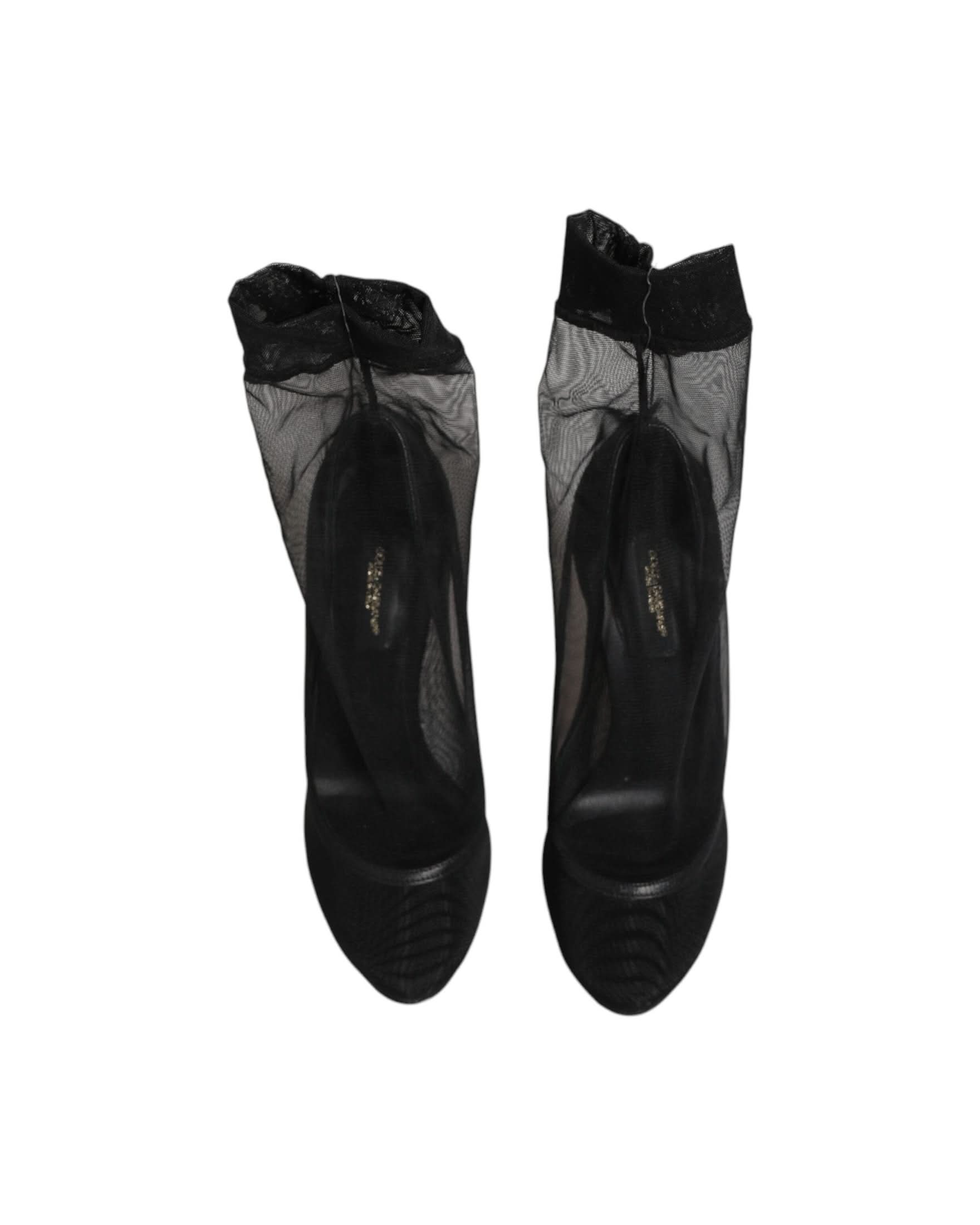 Dolce & Gabbana Black Nylon Stretch Mesh Sock Boots Shoes Boots