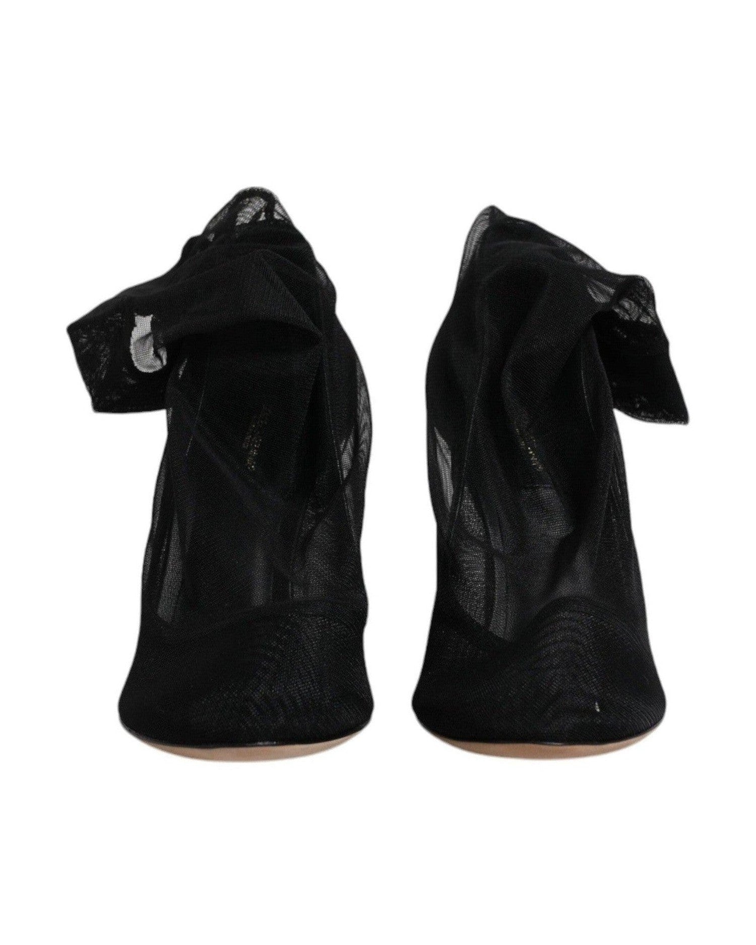 Dolce & Gabbana Black Nylon Stretch Mesh Sock Boots Shoes Glam Steals