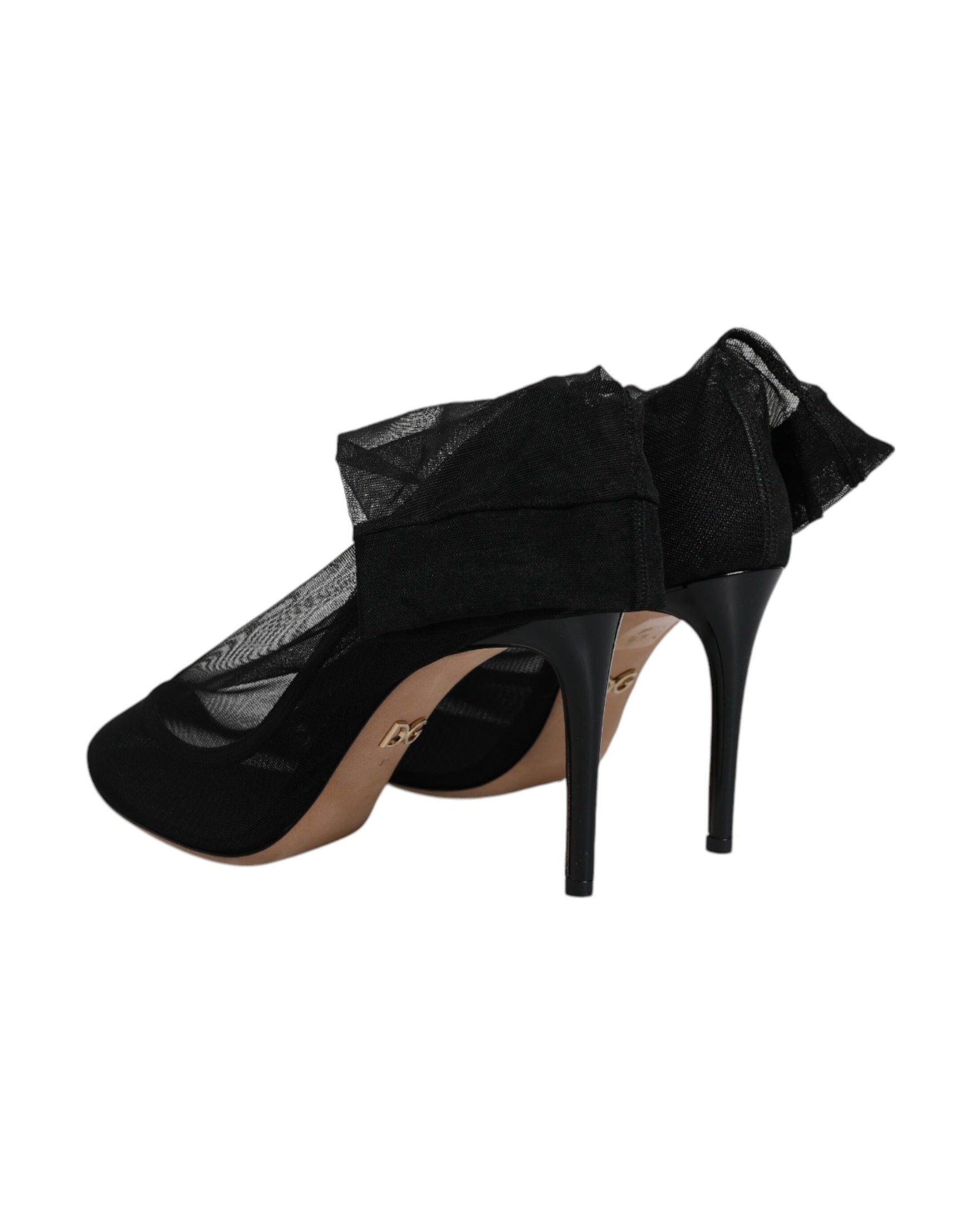Dolce & Gabbana Black Nylon Stretch Mesh Sock Boots Shoes Glam Steals