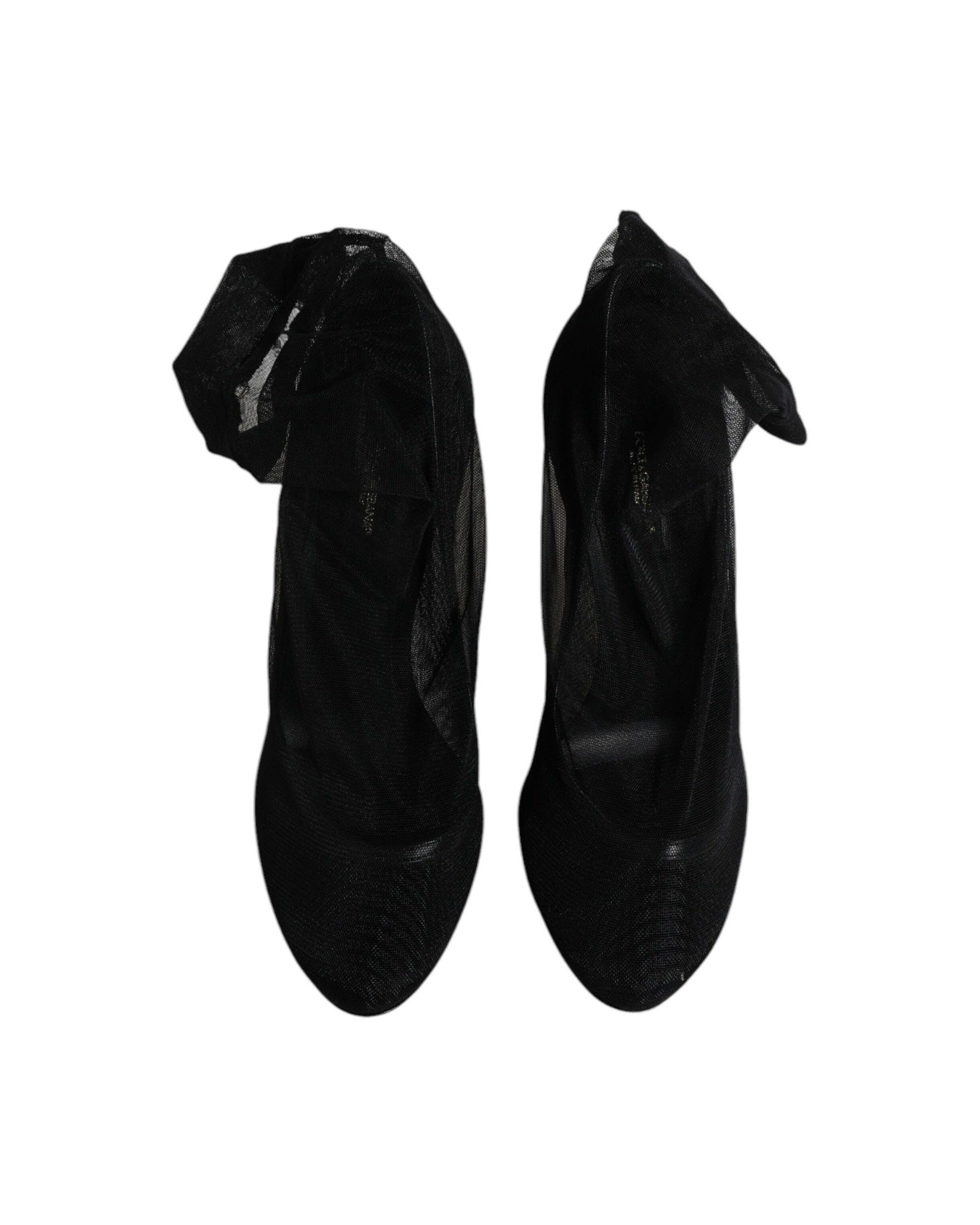 Dolce & Gabbana Black Nylon Stretch Mesh Sock Boots Shoes Glam Steals