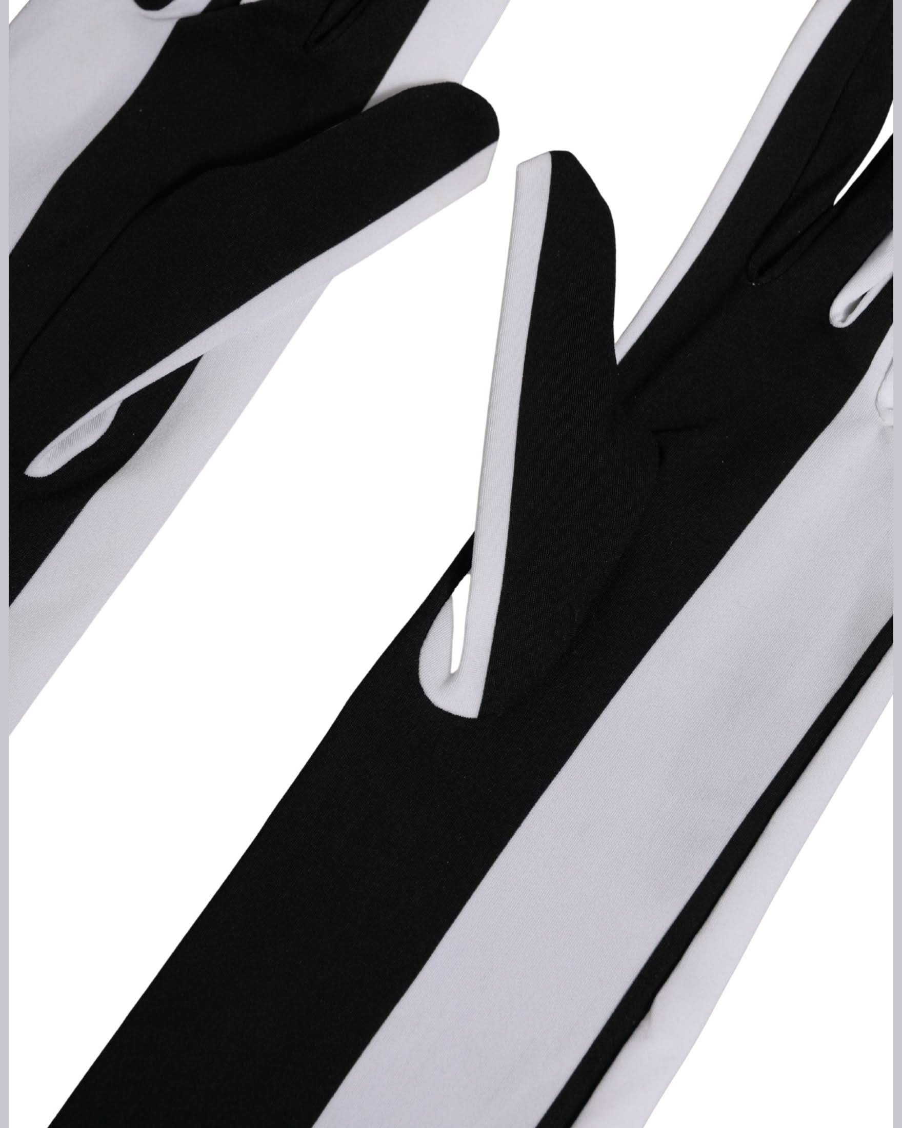Dolce & Gabbana Black Nylon White Stripes Elbow Length Gloves