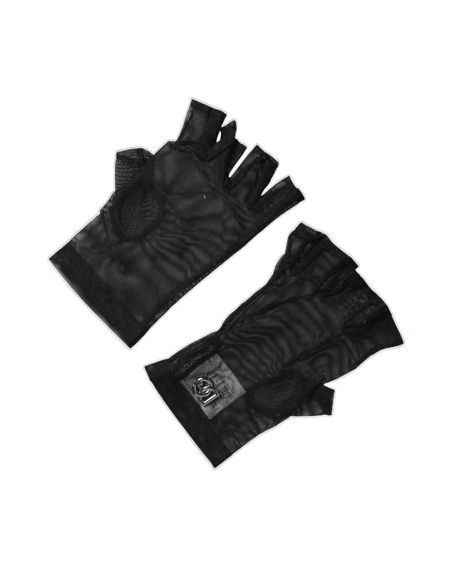 Dolce & Gabbana Black Nylon Wrist Length Fingerless Mitten Gloves Glam Steals