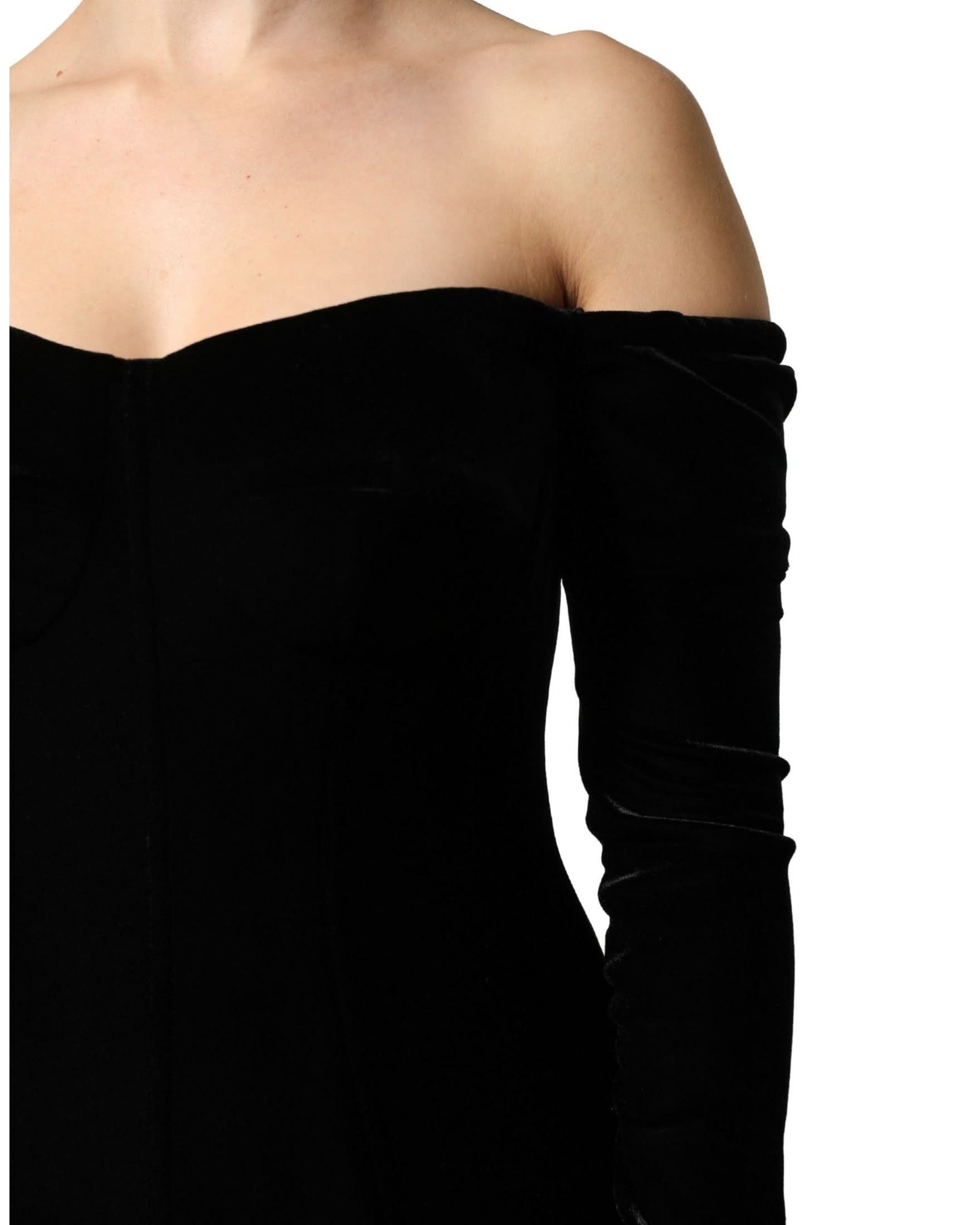Dolce & Gabbana Black Off Shoulder Bodycon Long Gown Dress