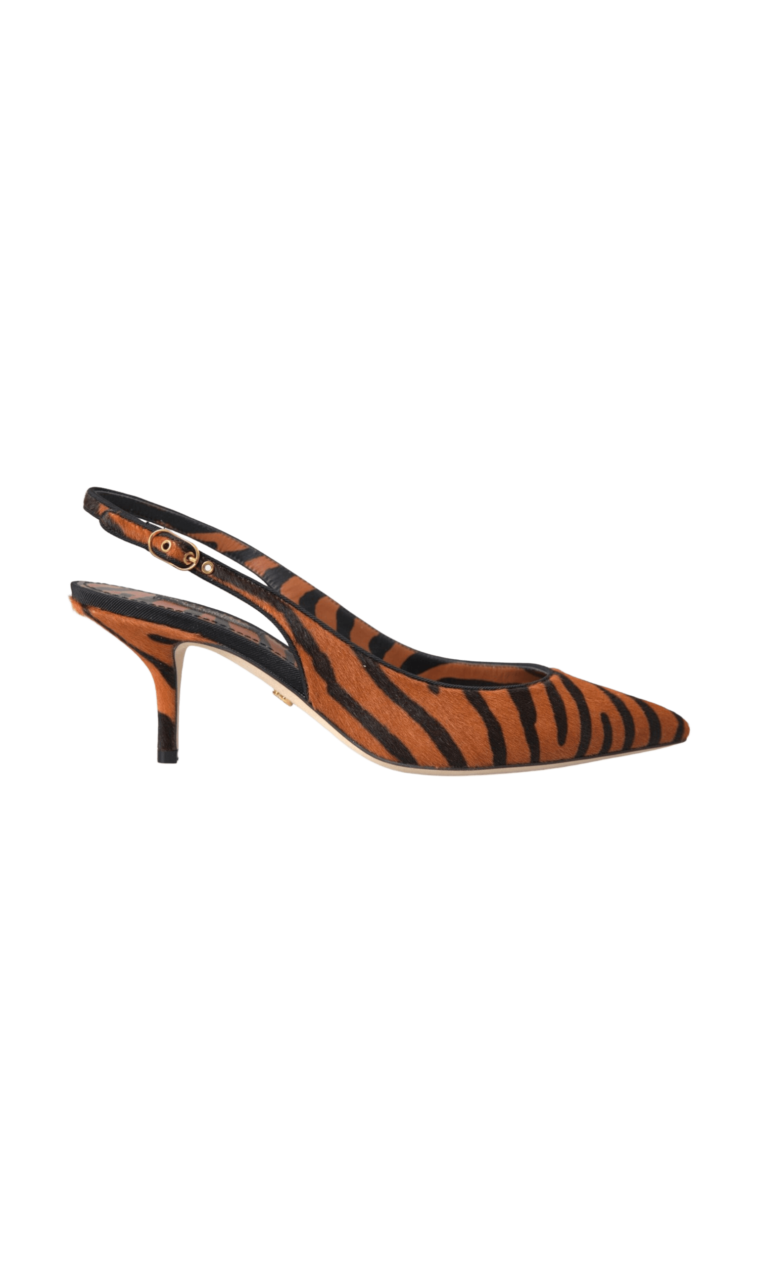 Dolce & Gabbana Black Orange Zebra Leather Slingbacks Shoes Glam Steals
