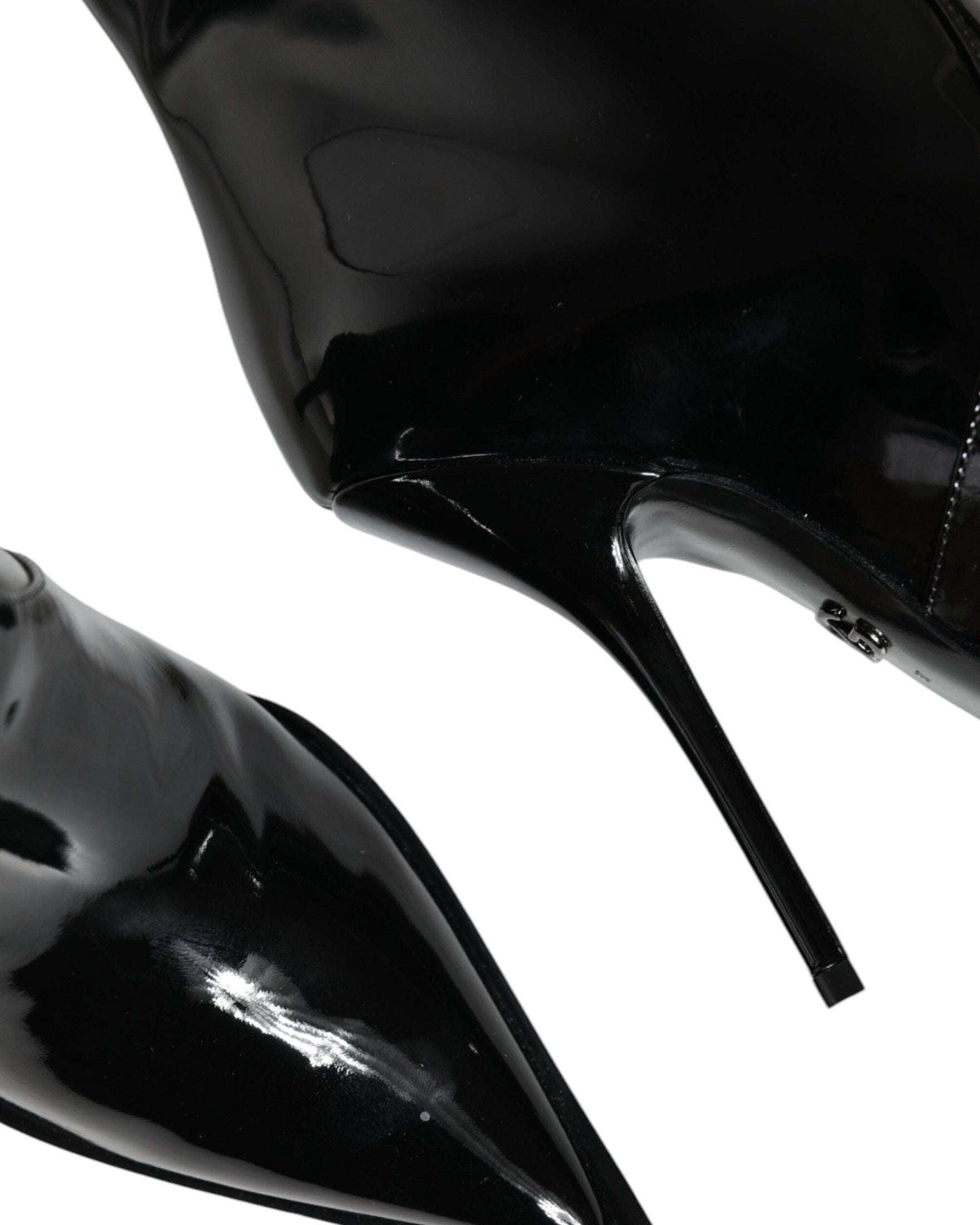 Dolce & Gabbana Black Patent Leather Mid Calf Boots Shoes Glam Steals