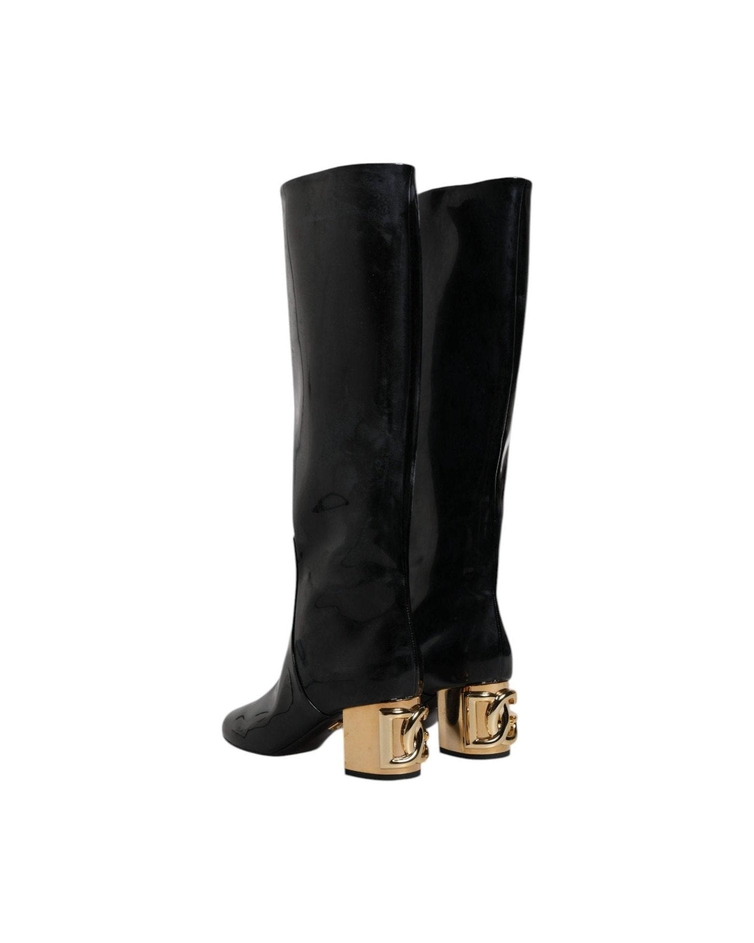 Dolce & Gabbana Black Patent Leather Vally High Boots Shoes Glam Steals