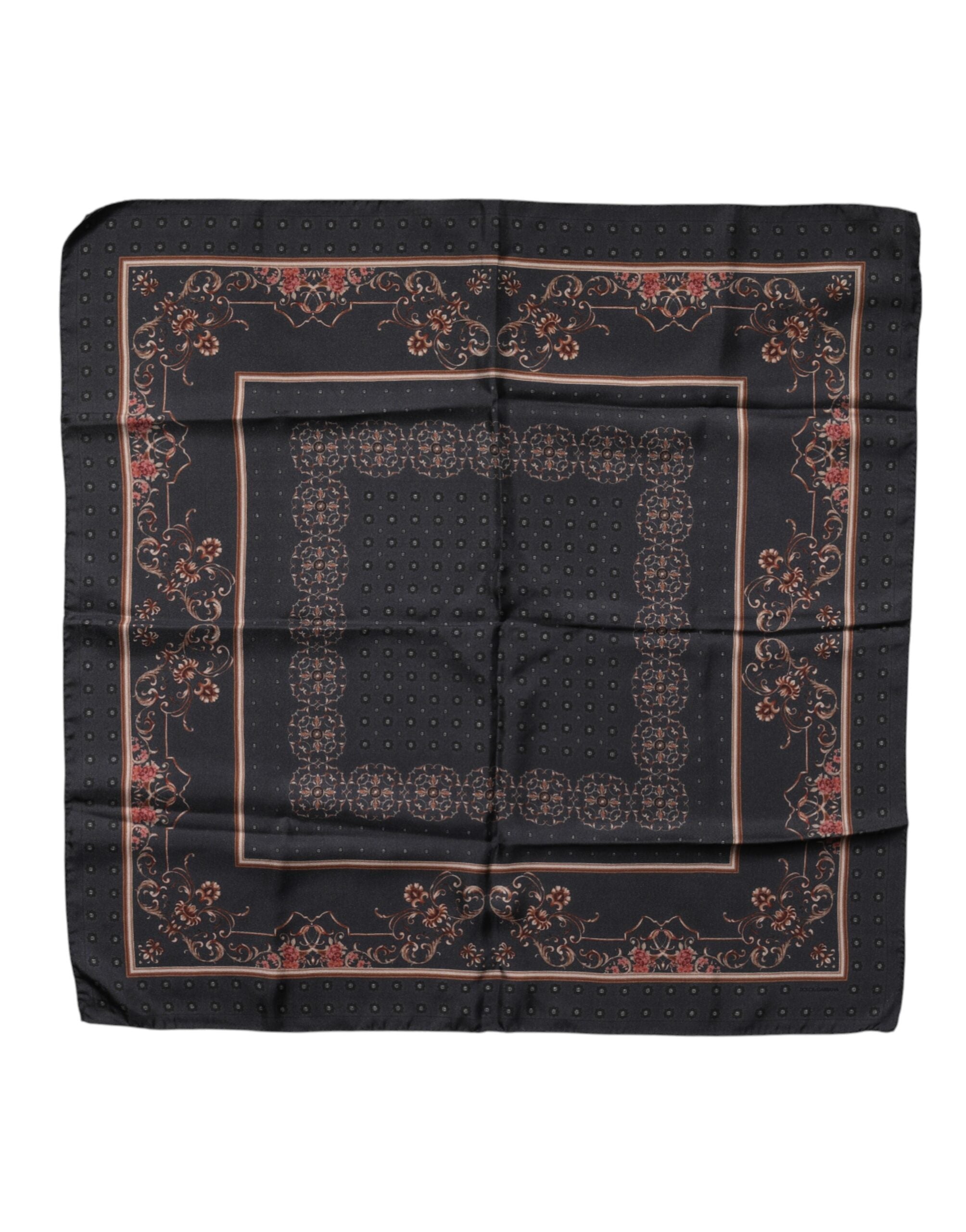 Dolce & Gabbana Black Patterned Square Foulard Scarf Glam Steals