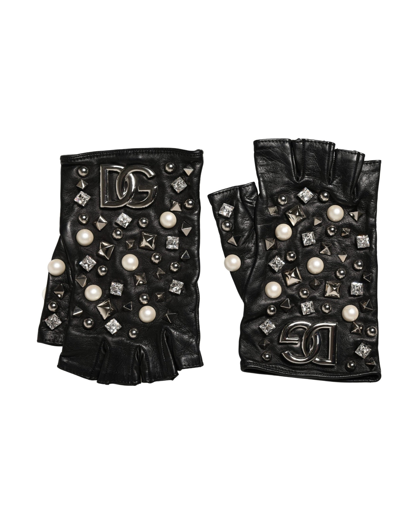 Dolce & Gabbana Black Pearl Embellished Wrist Length Gloves
