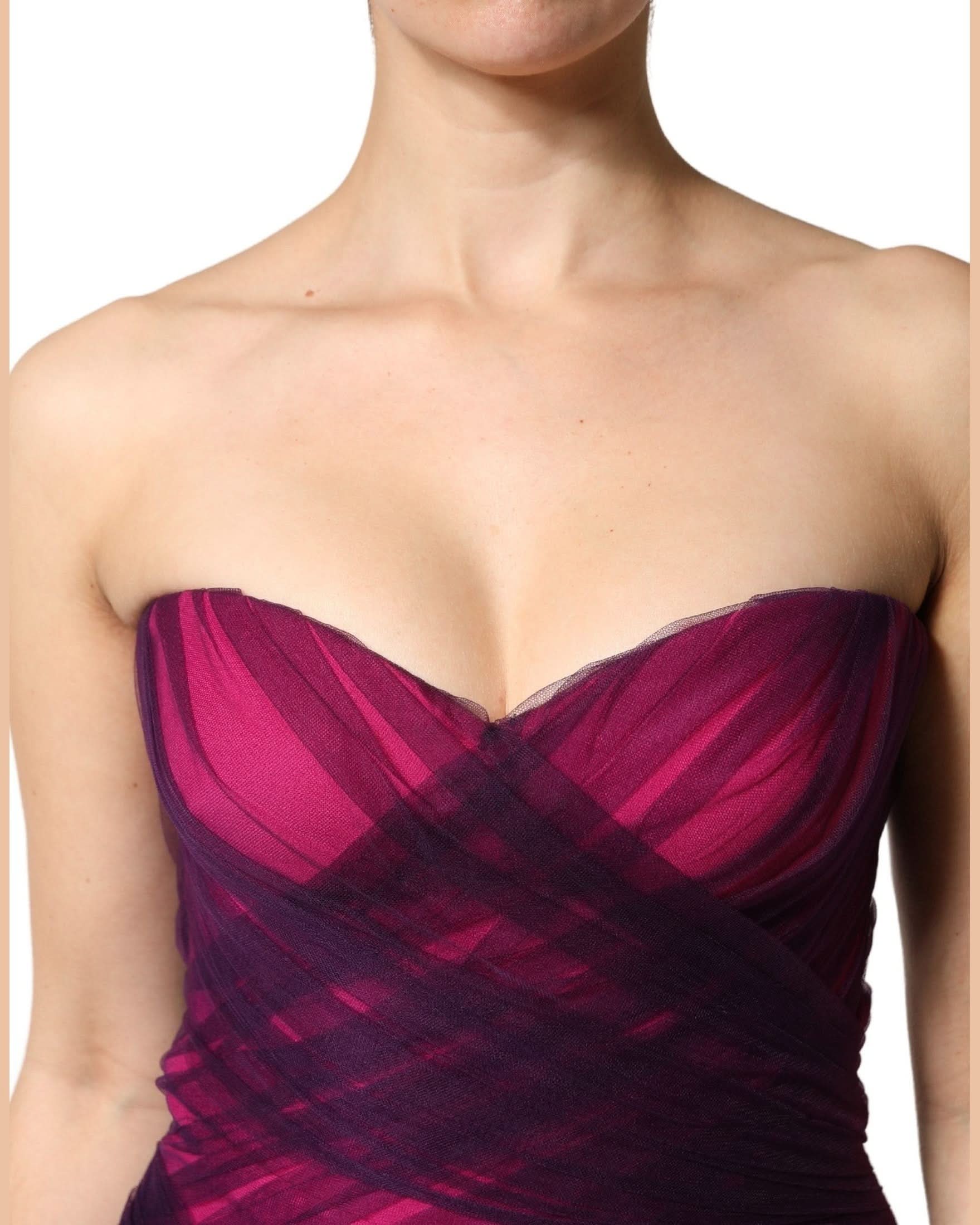 Dolce & Gabbana Black Pink Strapless Sheath Mermaid Dress