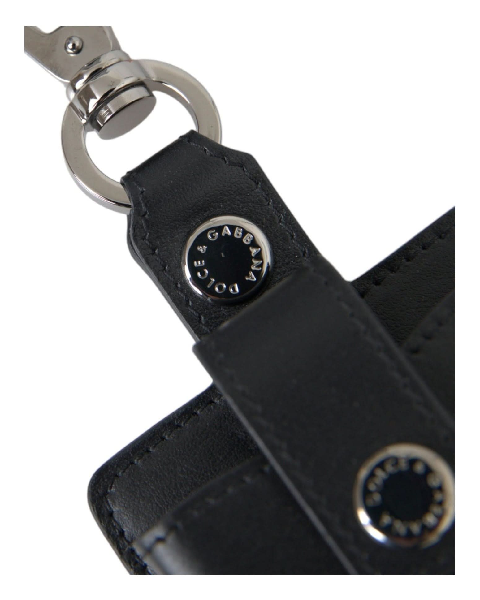 Dolce & Gabbana Black Plain Leather Metal Airpods Case Headphone & Headset Accessories