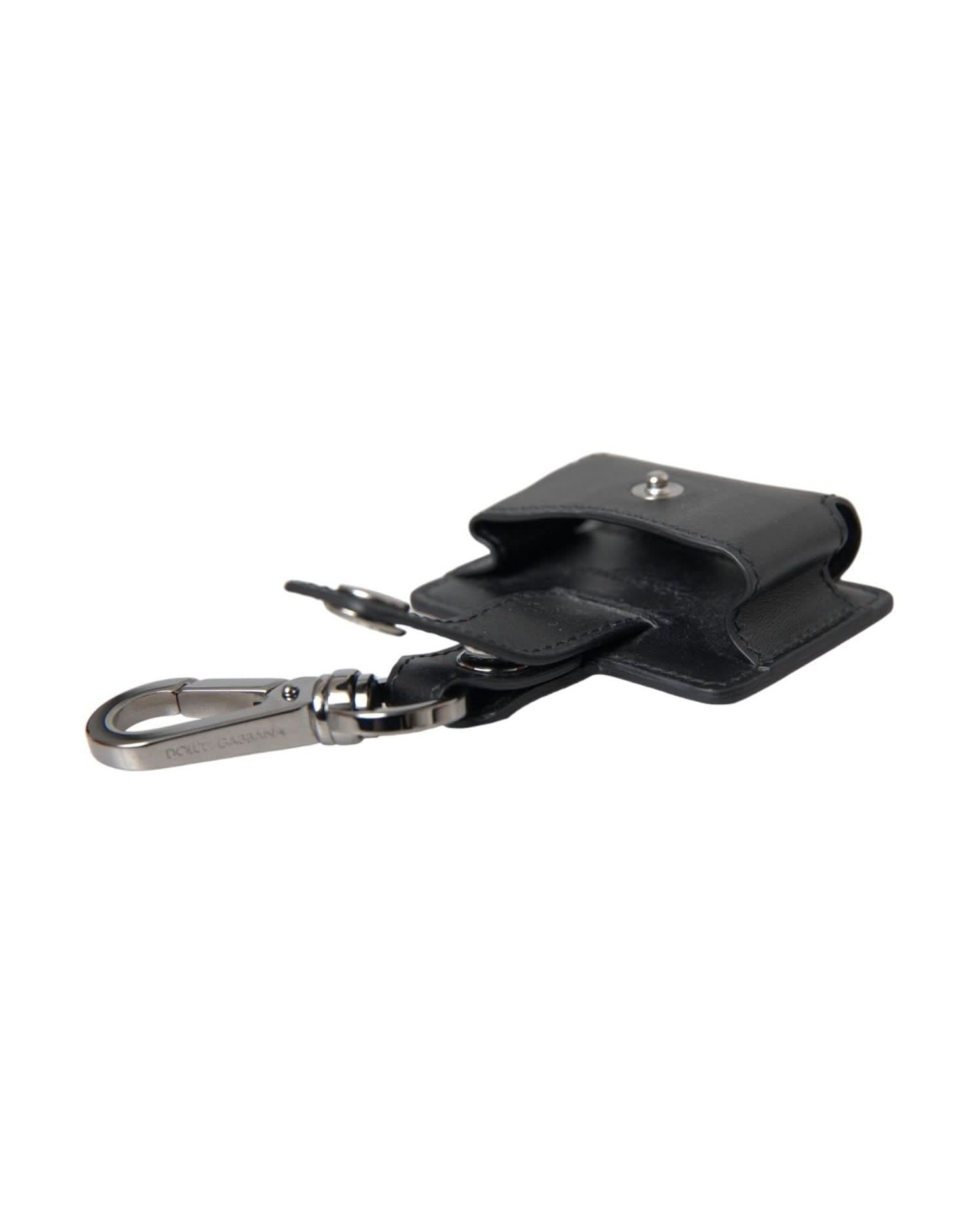 Dolce & Gabbana Black Plain Leather Metal Airpods Case Headphone & Headset Accessories