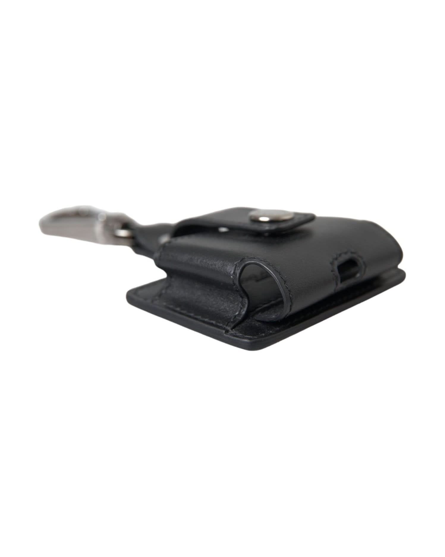 Dolce & Gabbana Black Plain Leather Metal Airpods Case Headphone & Headset Accessories