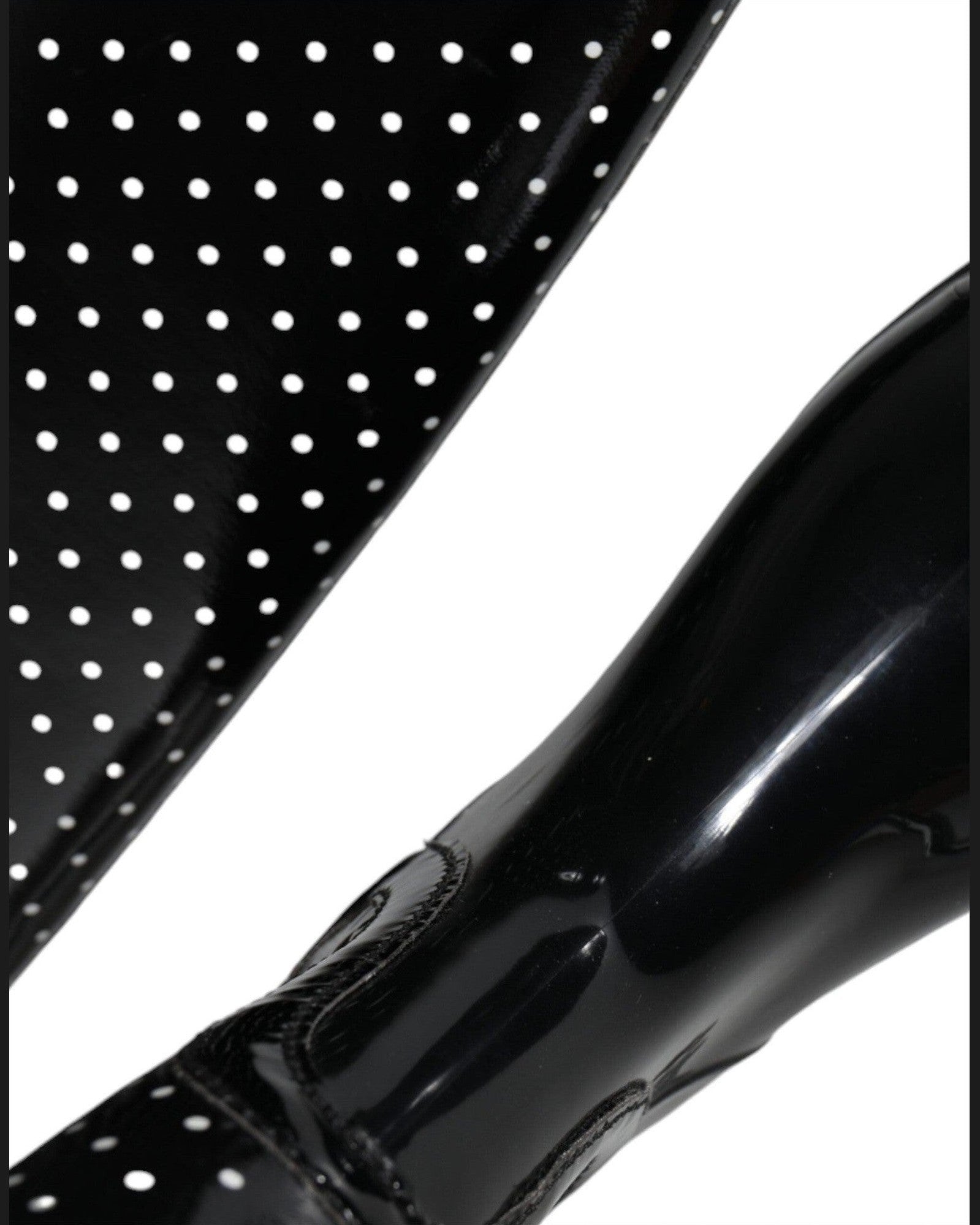 Dolce & Gabbana Black Polka Dot Rubber Knee High Boots Shoes Boots