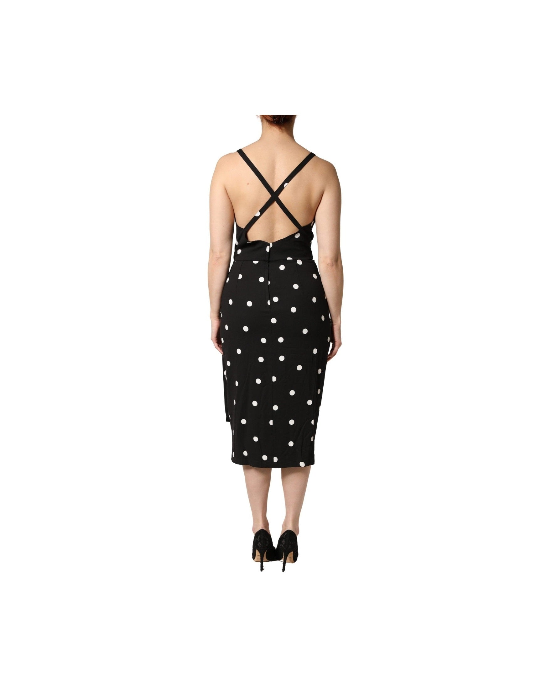Dolce & Gabbana Black Polka Dotted Viscose Sheath Dress